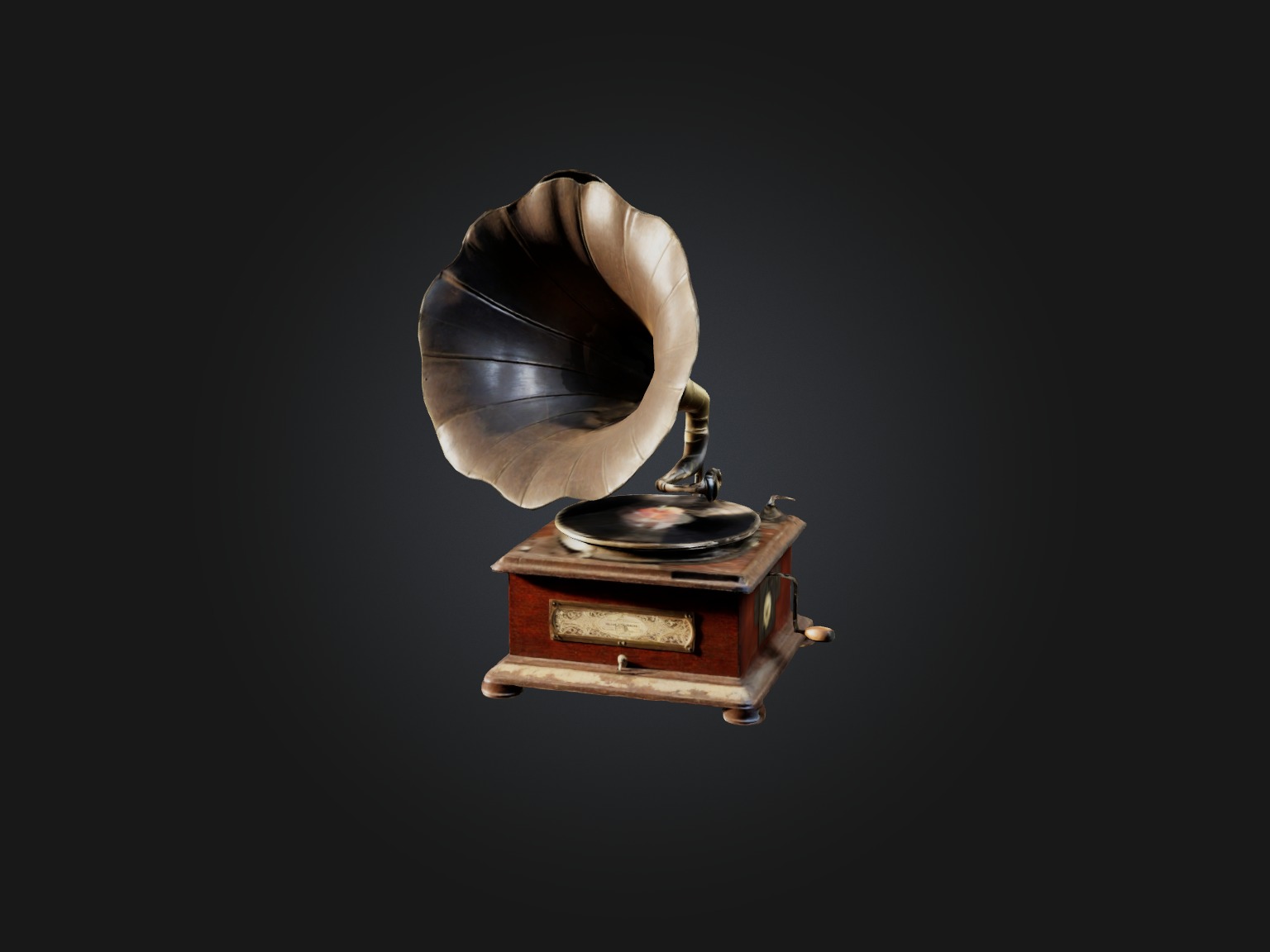 Dusty Old Gramophone Model Low-poly 3D model_8