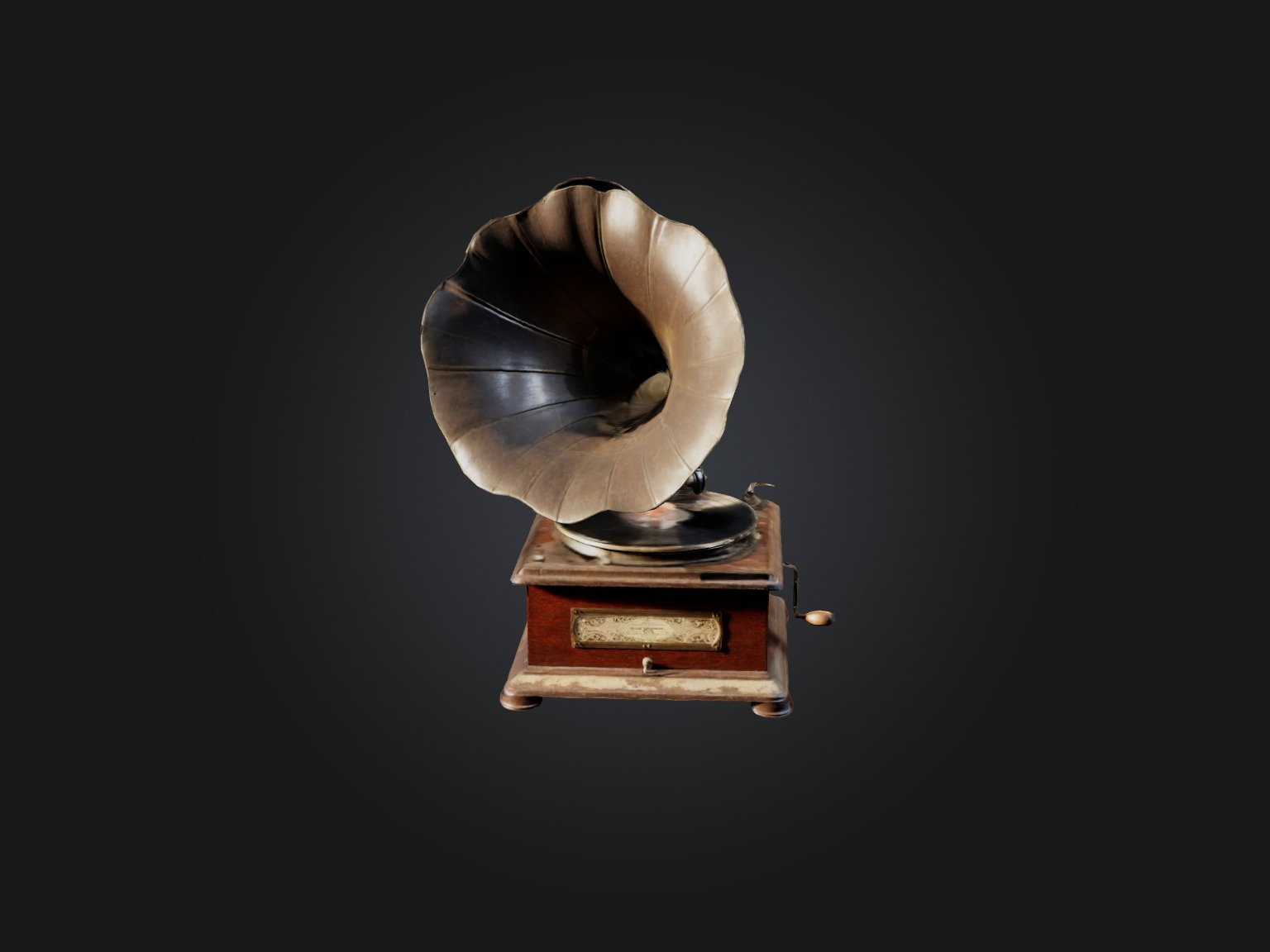 Dusty Old Gramophone Model Low-poly 3D model_9