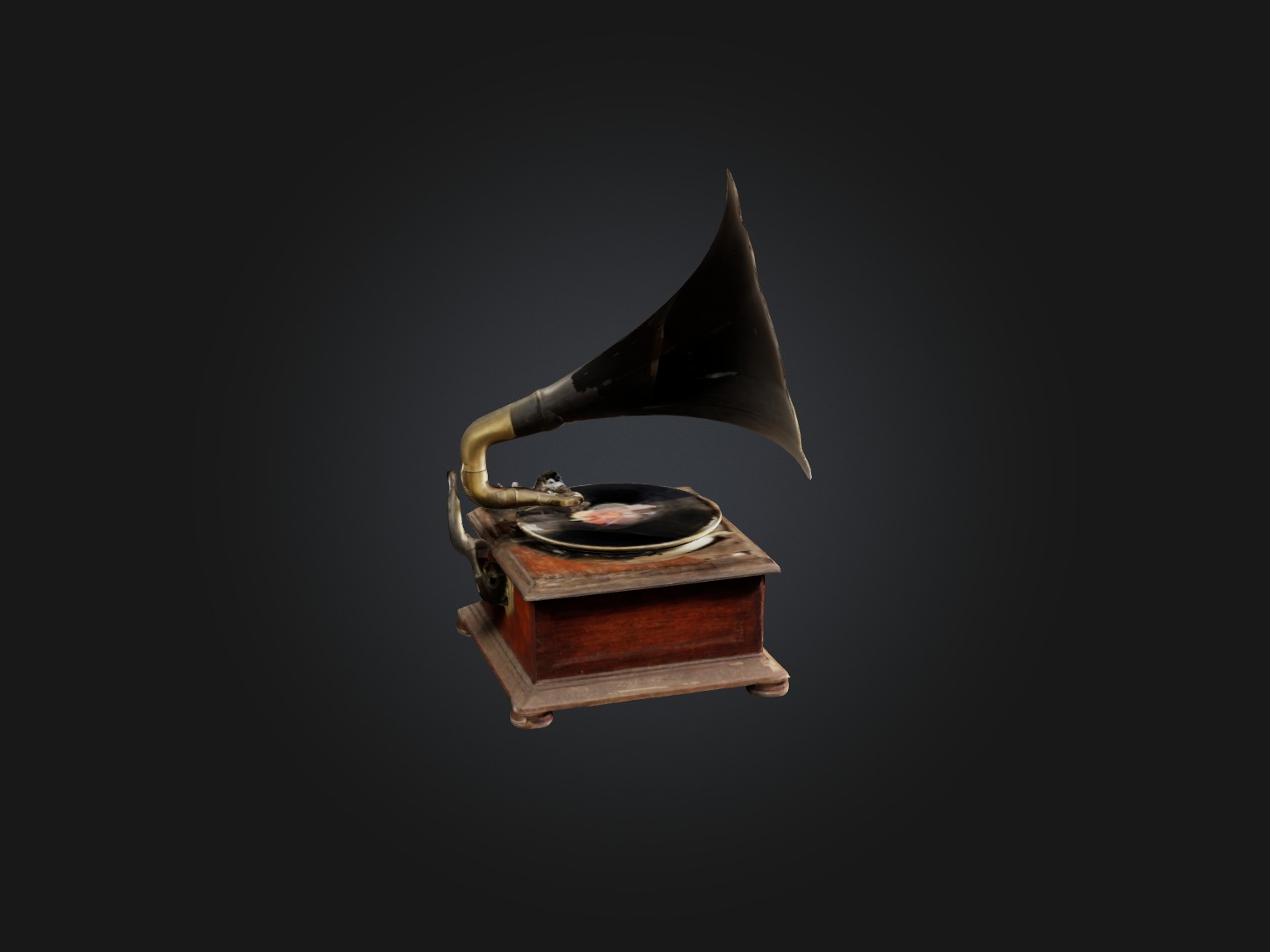 Dusty Old Gramophone Model Low-poly 3D model_15
