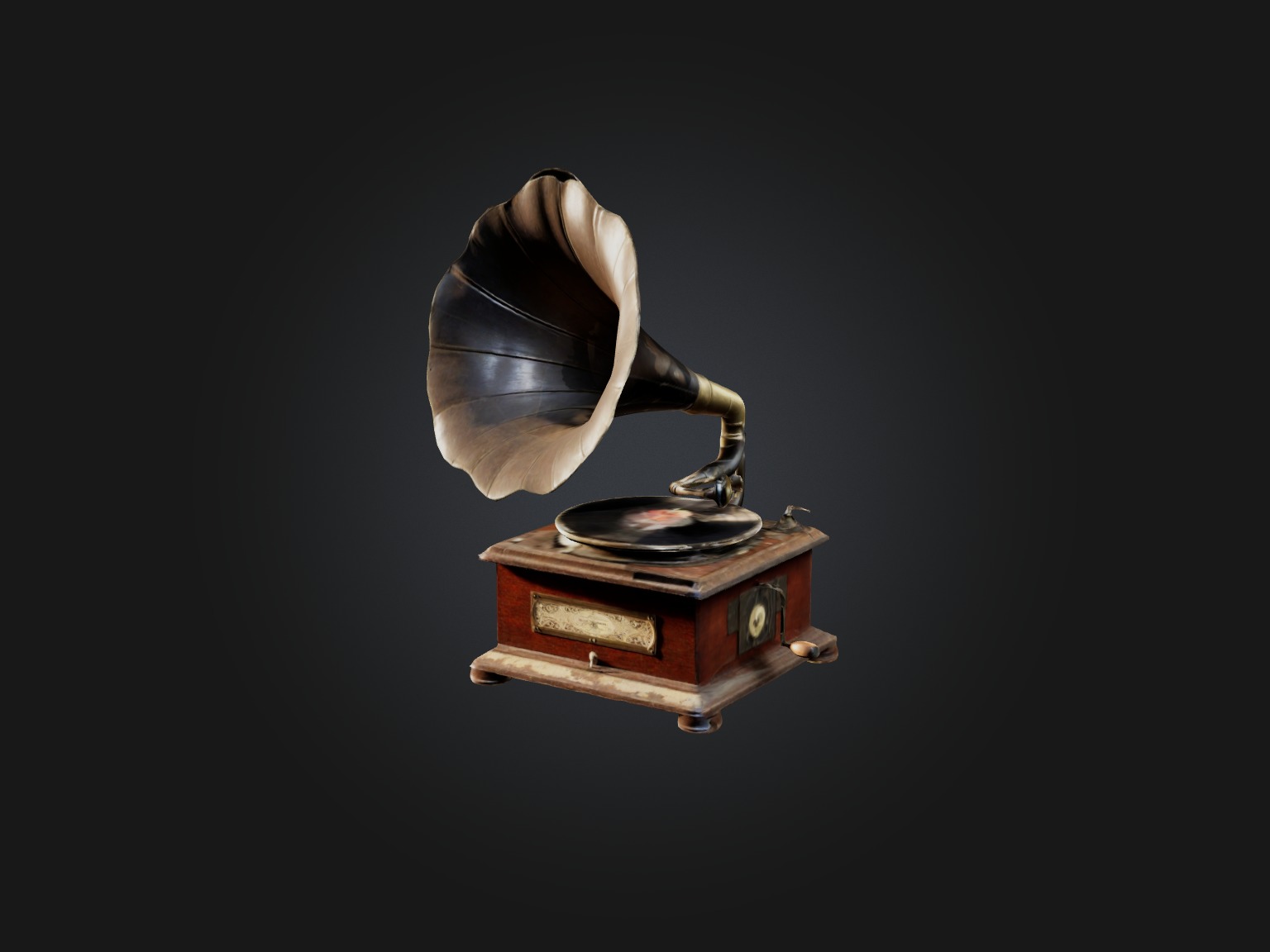 Dusty Old Gramophone Model Low-poly 3D model_14