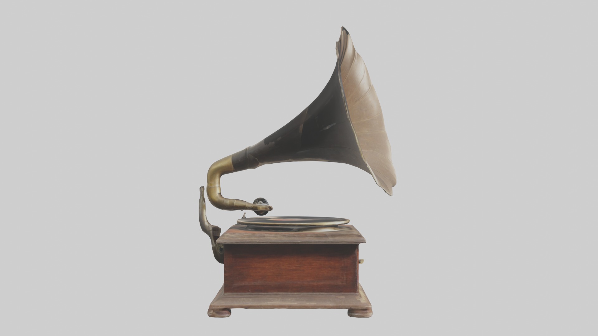 Dusty Old Gramophone Model Low-poly 3D model_1