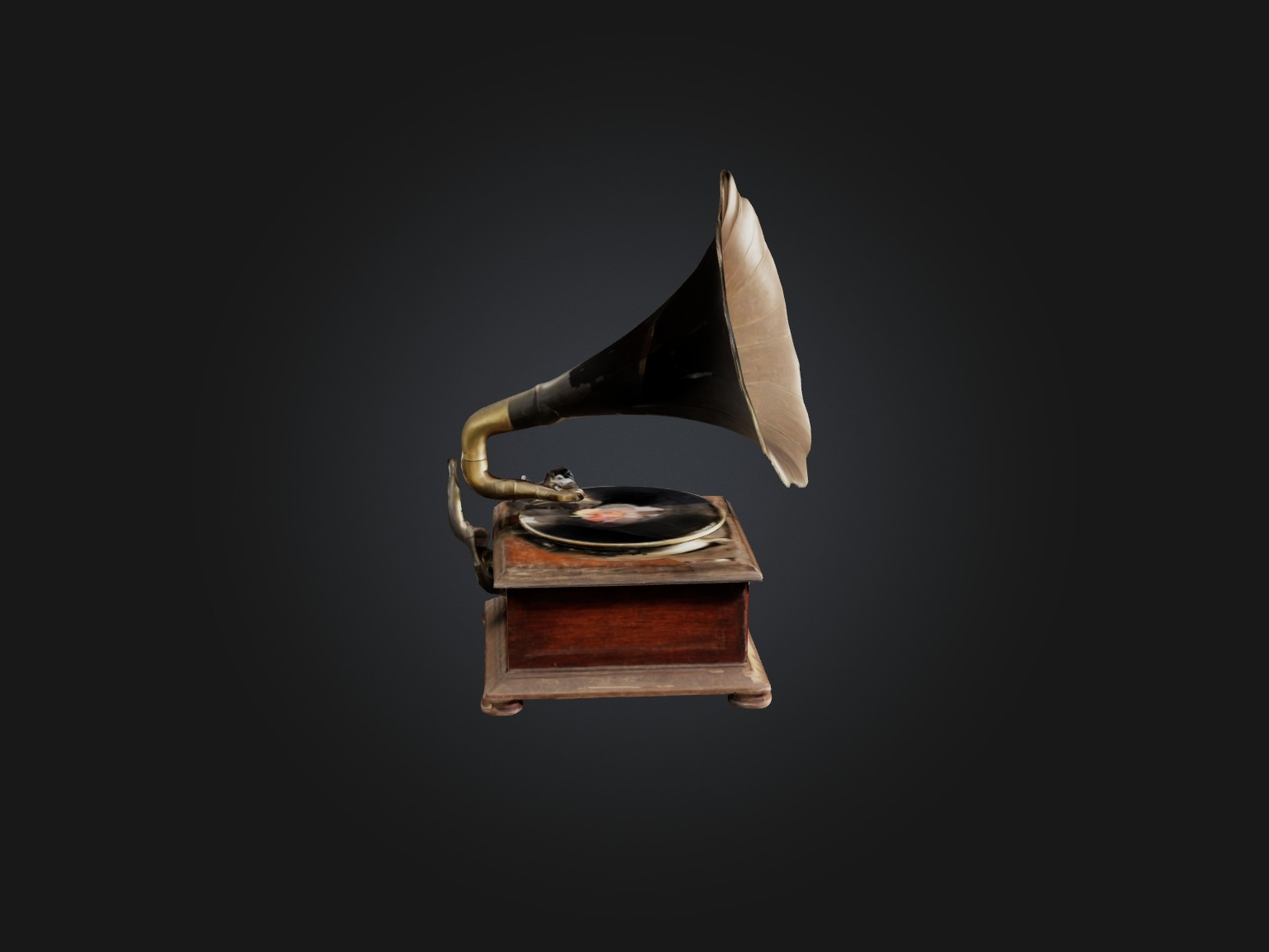 Dusty Old Gramophone Model Low-poly 3D model_13