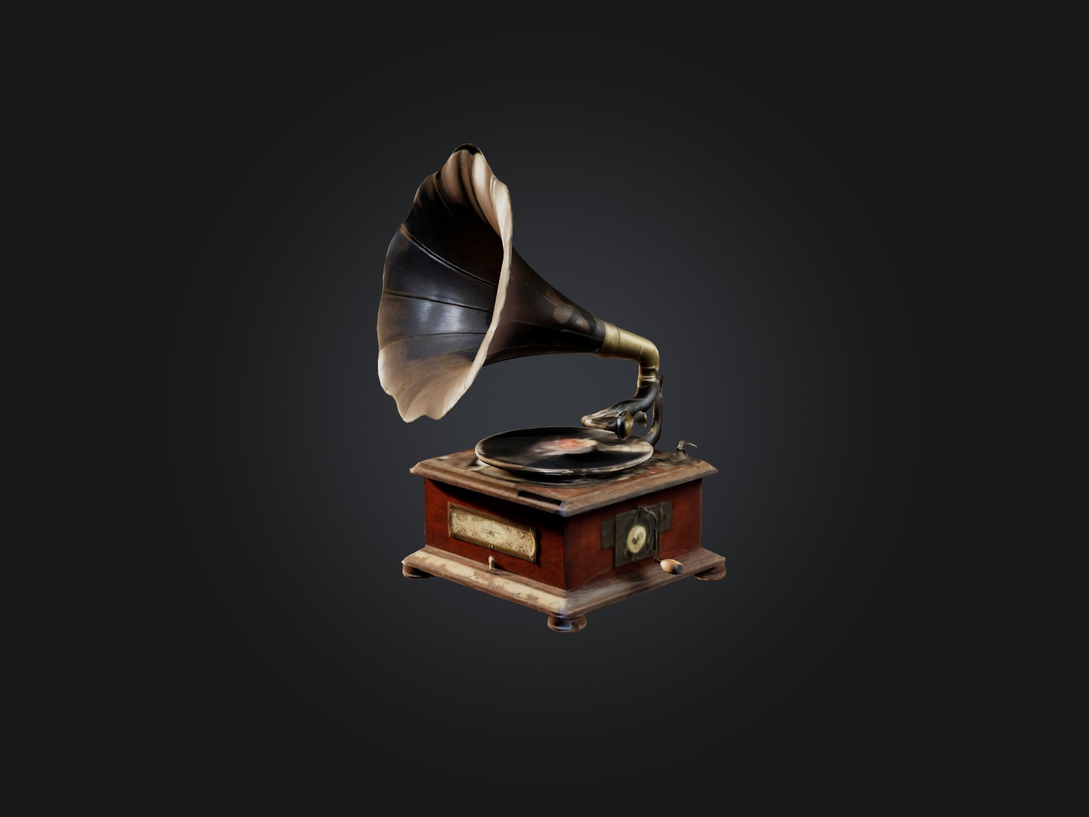 Dusty Old Gramophone Model Low-poly 3D model_3