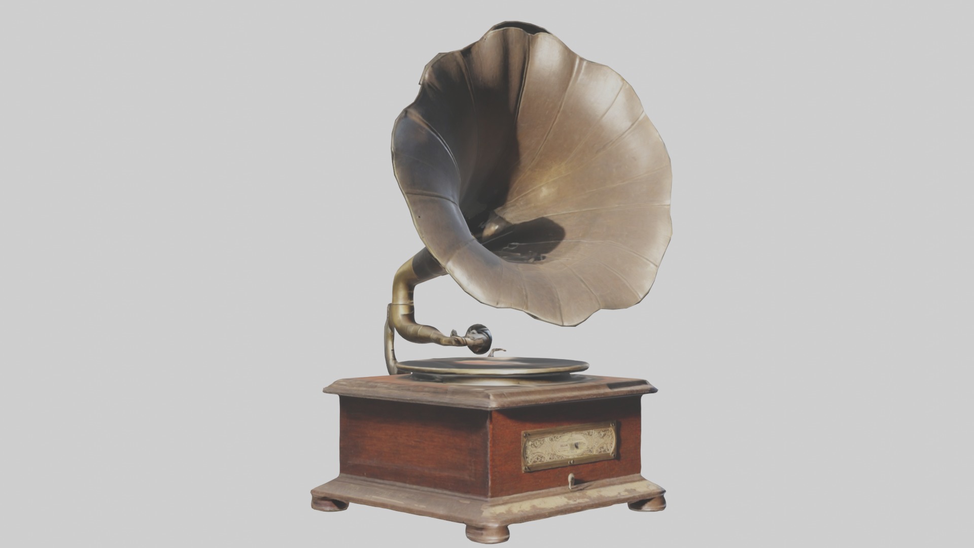 Dusty Old Gramophone Model Low-poly 3D model_4