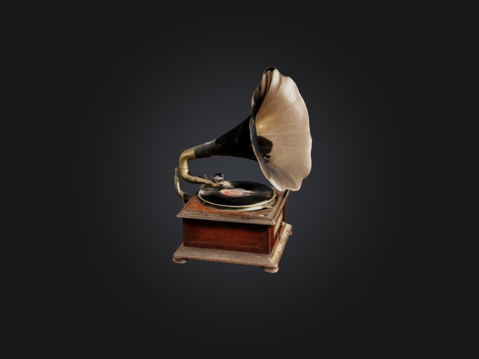 Dusty Old Gramophone Model Low-poly 3D model_12