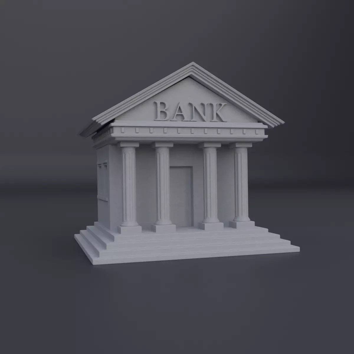 Bank Building Low-poly 3D model_0