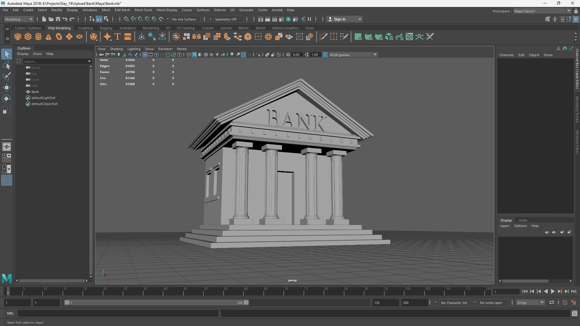 Bank Building Low-poly 3D model_6