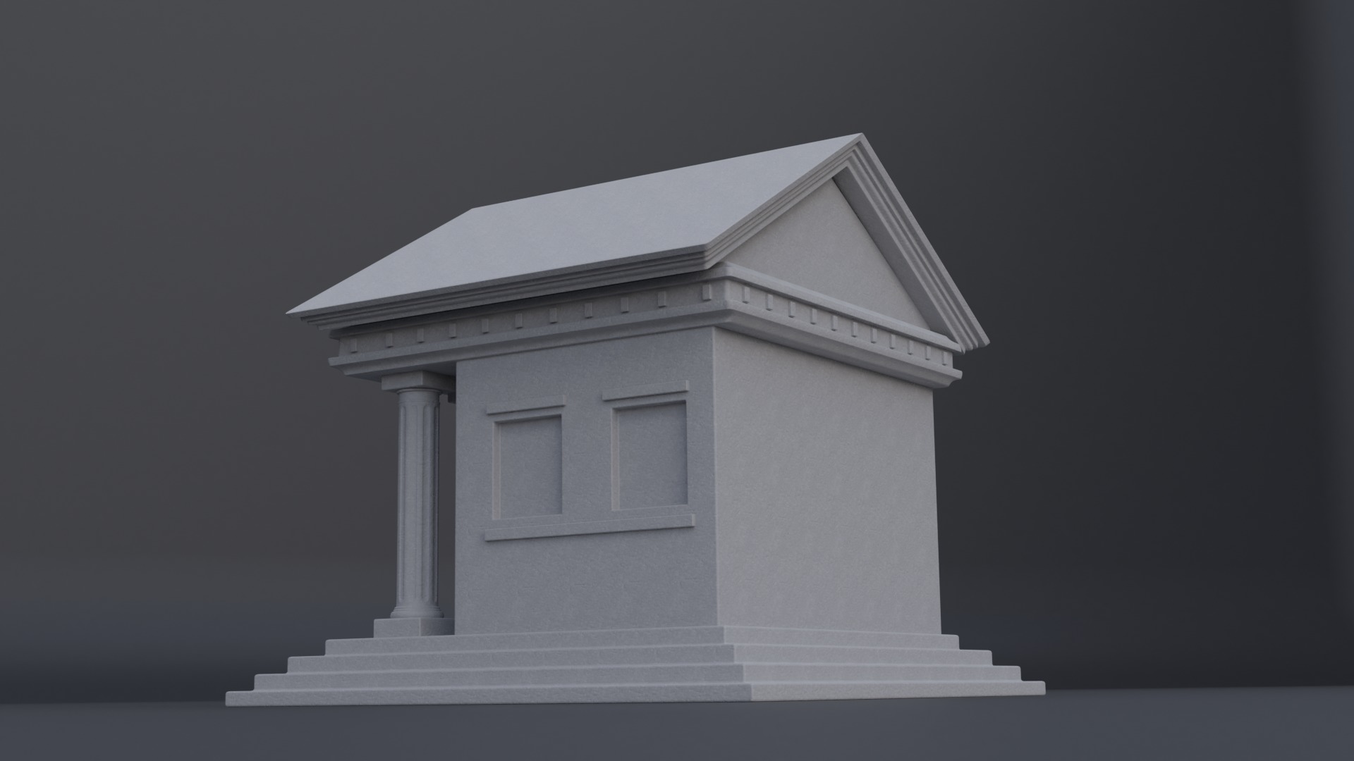 Bank Building Low-poly 3D model_5