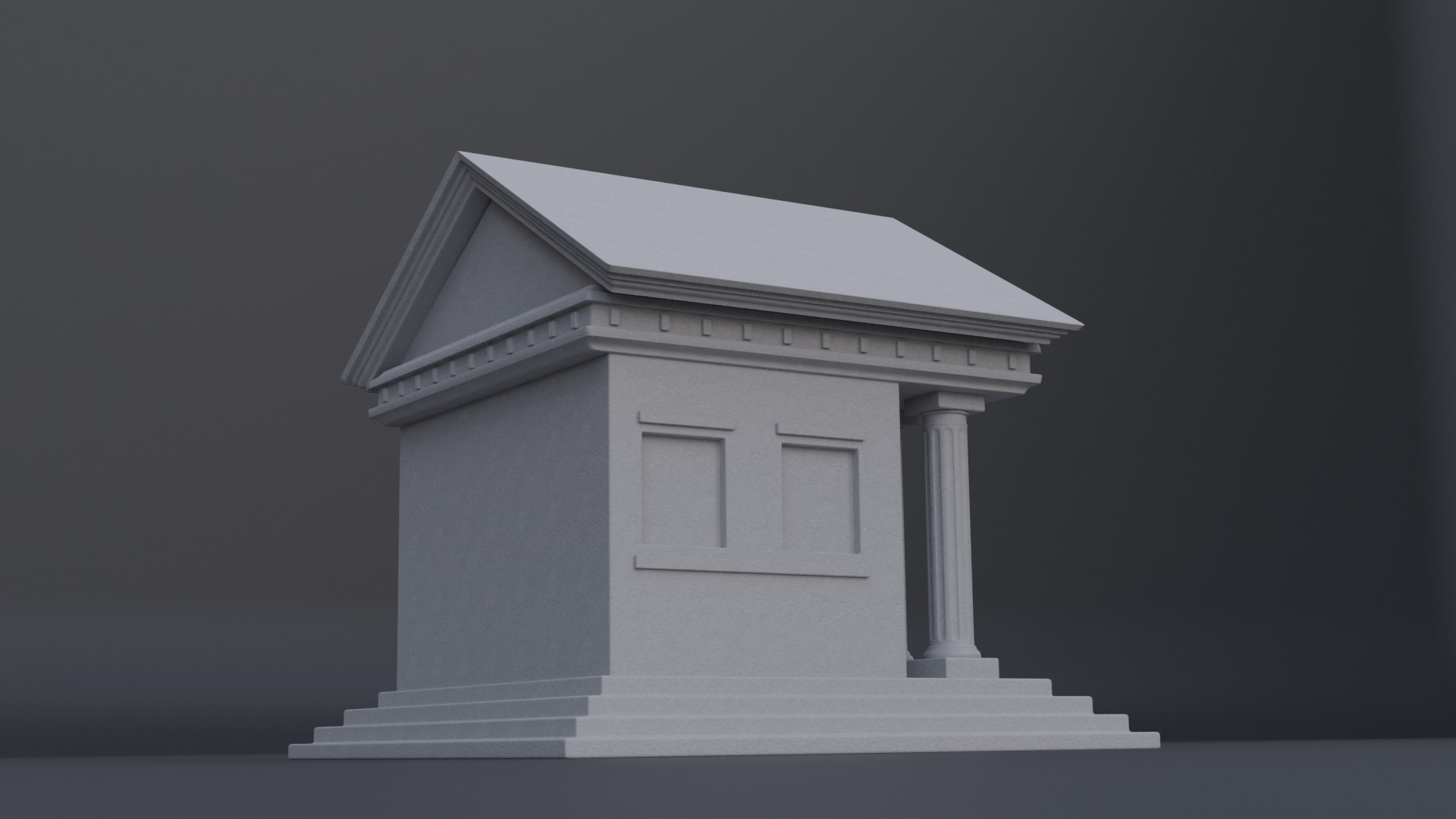 Bank Building Low-poly 3D model_3