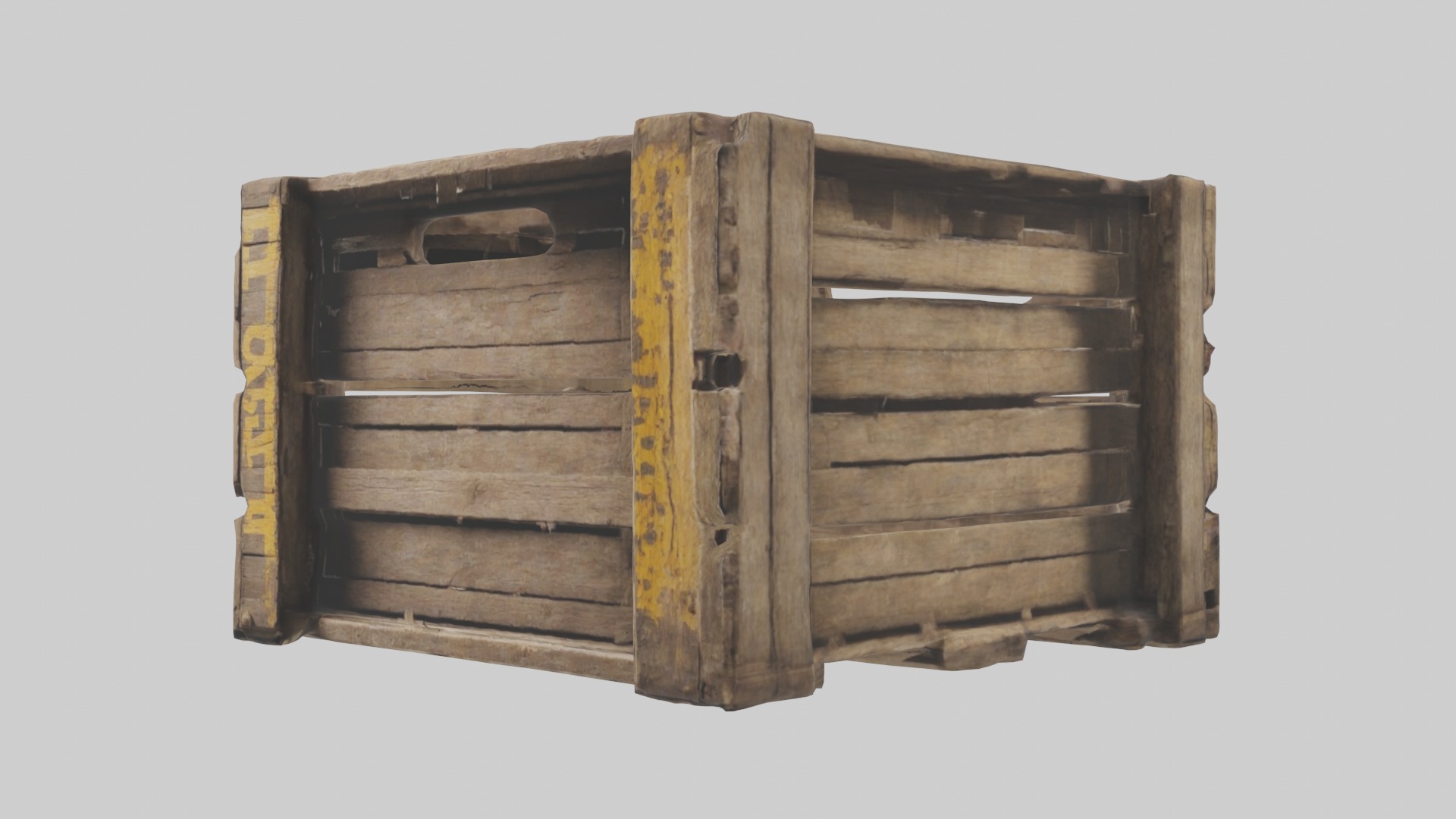 Dilapidated Wooden Crate Model Low-poly 3D model_1