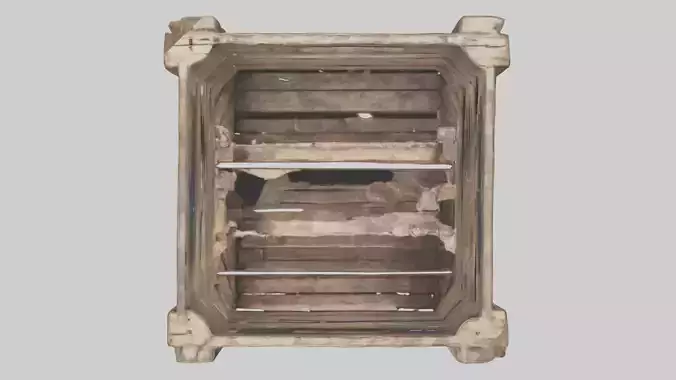 Dilapidated Wooden Crate Model Low-poly 3D model