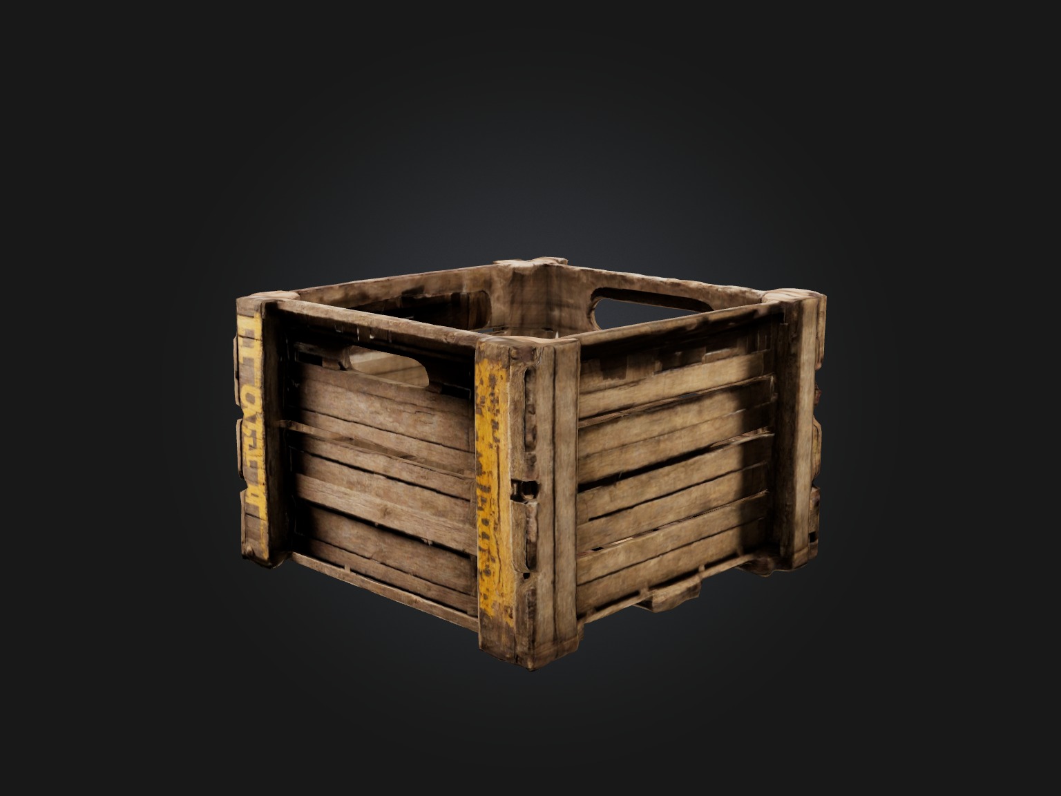 Dilapidated Wooden Crate Model Low-poly 3D model_3