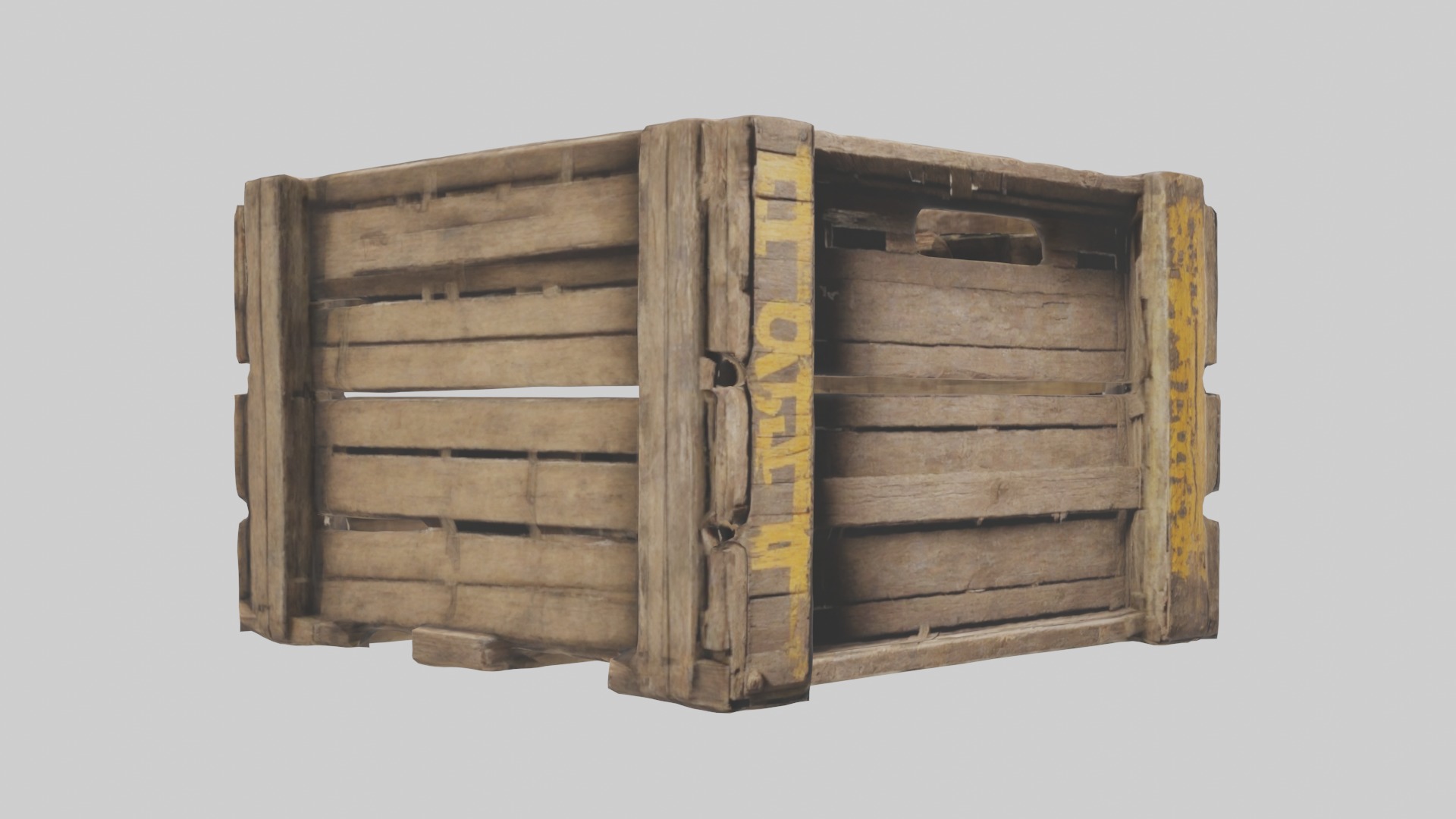 Dilapidated Wooden Crate Model Low-poly 3D model_2