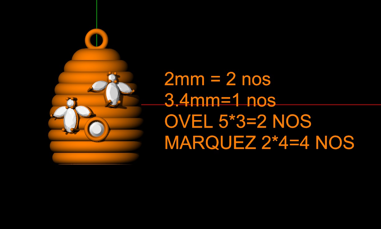 bee nest CUTE PENDENT WITH COUPLE BEES 3D model_5