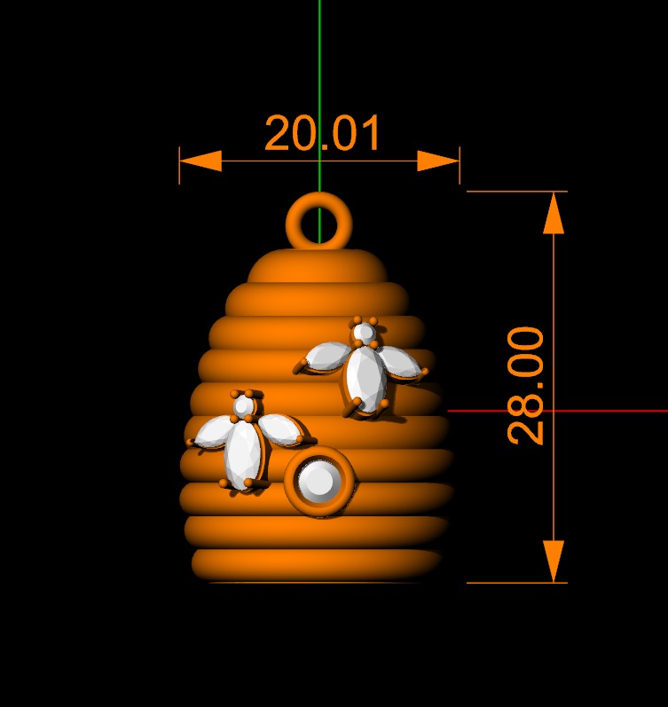 bee nest CUTE PENDENT WITH COUPLE BEES 3D model_2