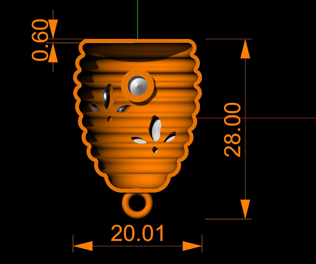 bee nest CUTE PENDENT WITH COUPLE BEES 3D model_4
