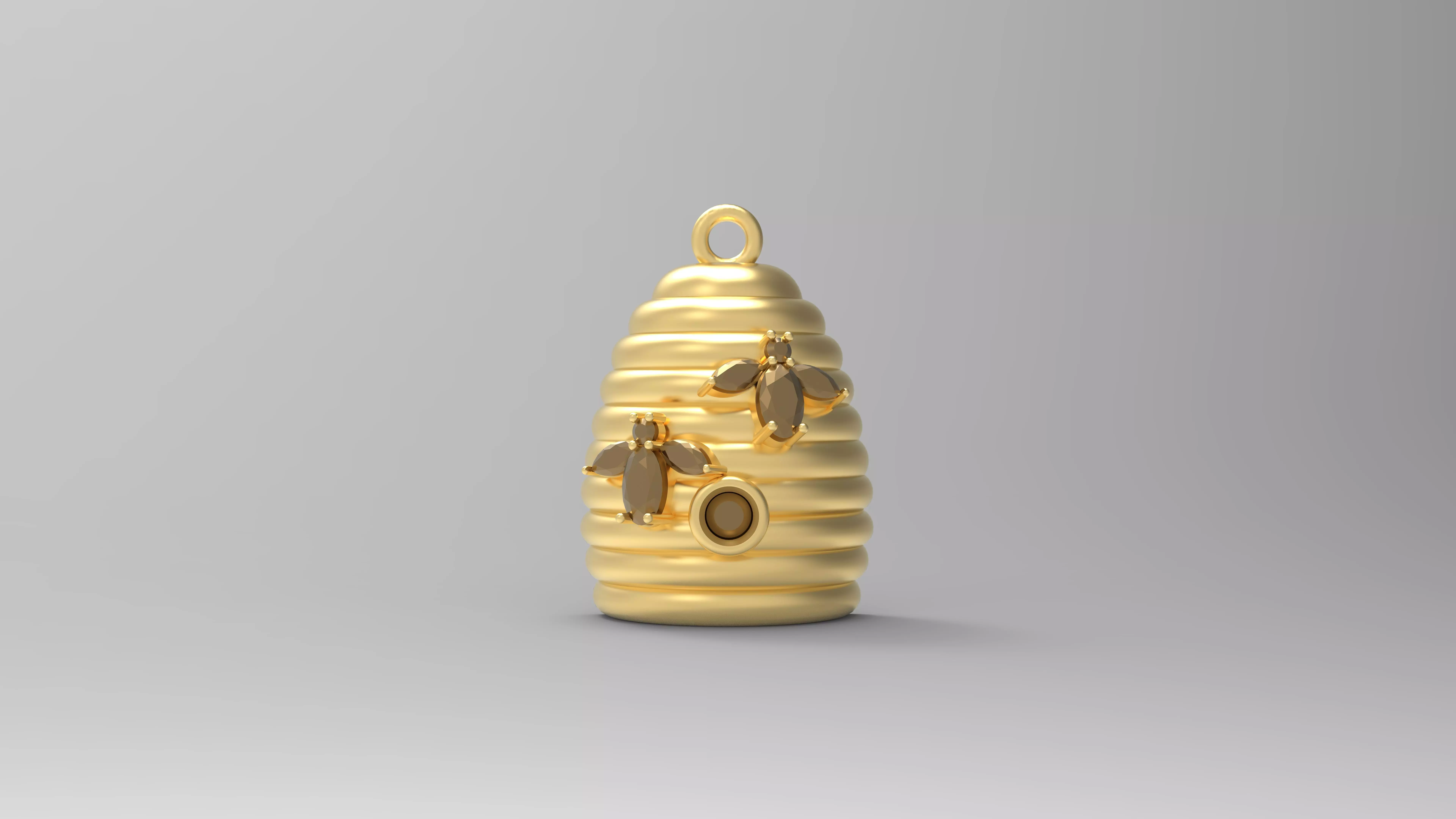bee nest CUTE PENDENT WITH COUPLE BEES 3D model_0