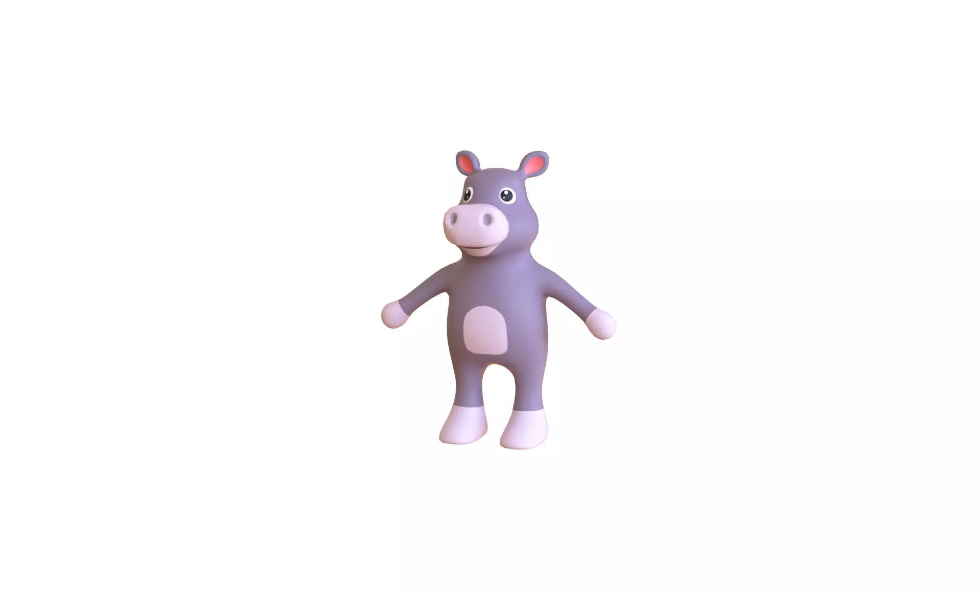 High-Quality 3D Cute Hippo for Games Low-poly 3D model_0