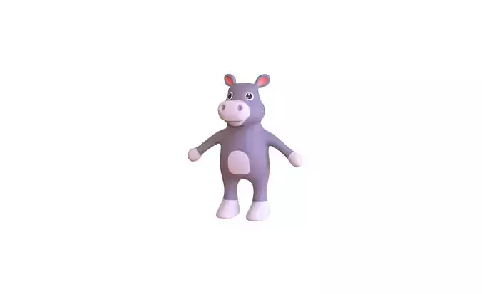 High-Quality 3D Cute Hippo for Games