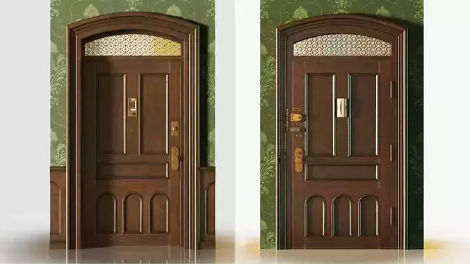Entrance Door 1900s - Animated Low-poly 3D model