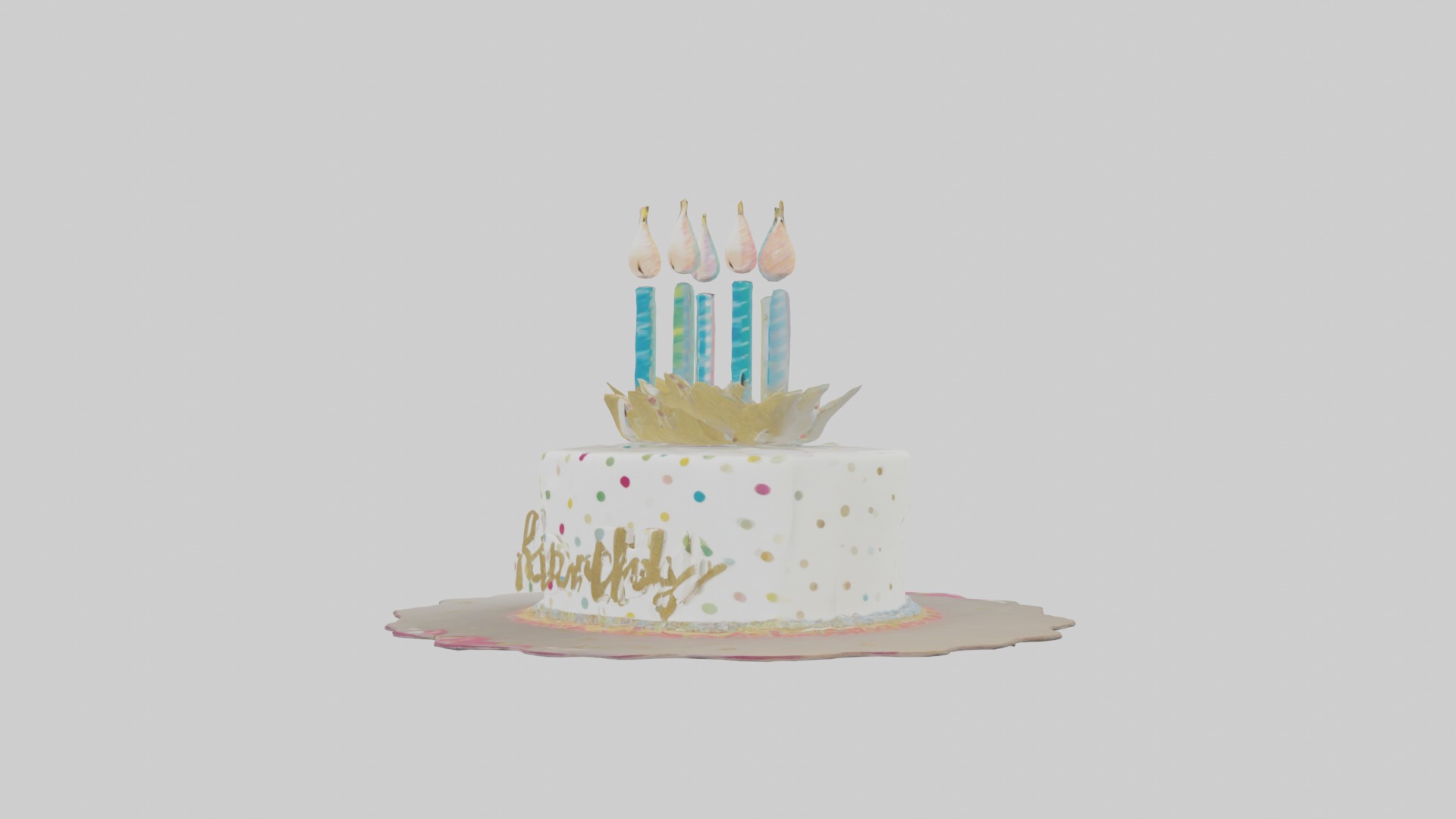 Birthday Card Low-poly 3D model_3