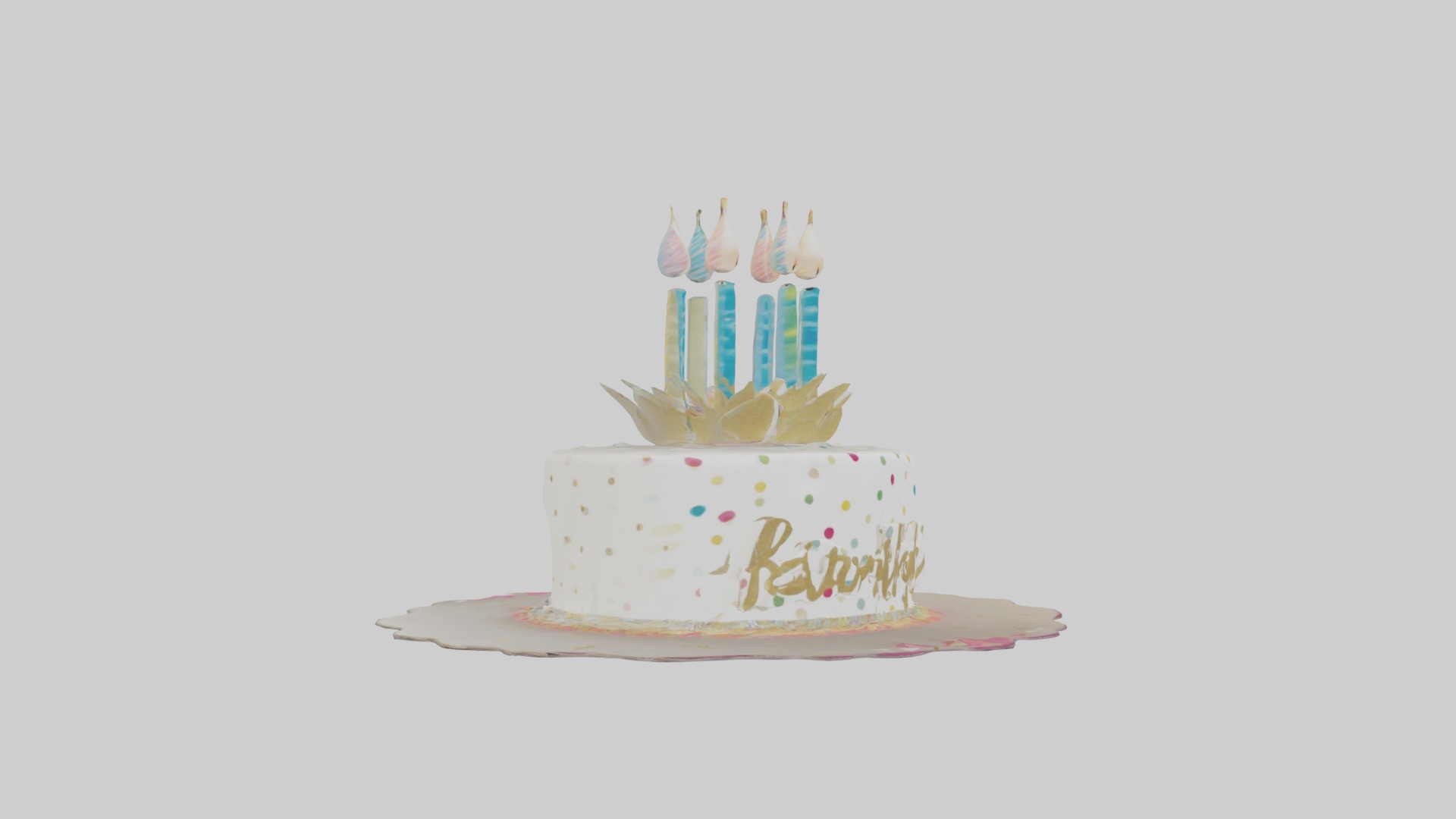 Birthday Card Low-poly 3D model_2