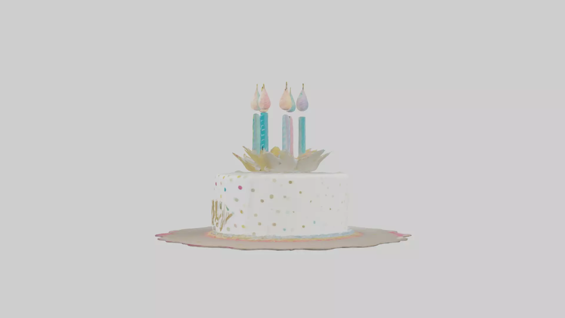 Birthday Card Low-poly 3D model_0