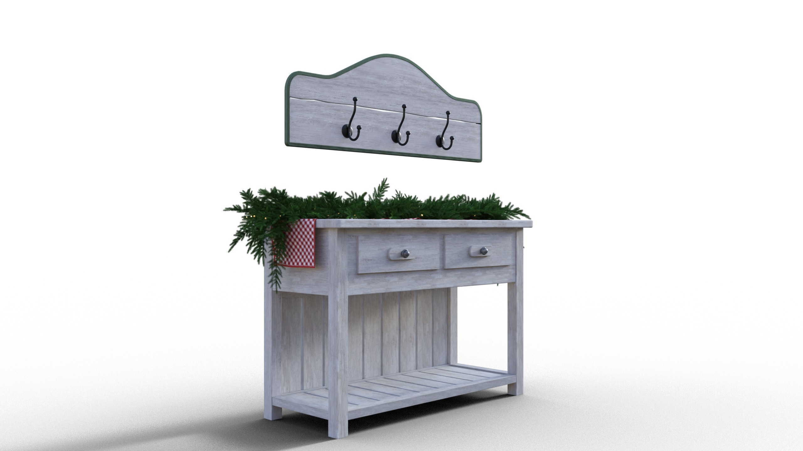 Christmas Board And Console Table Low-poly 3D model_4