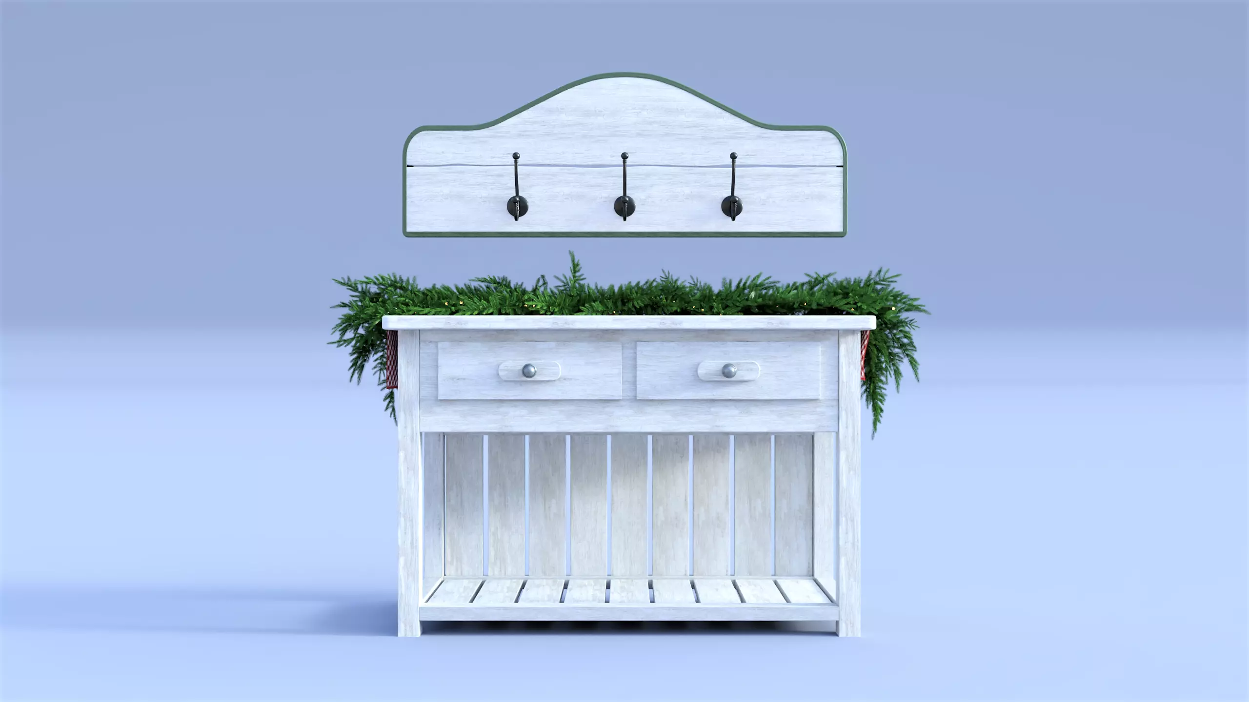 Christmas Board And Console Table Low-poly 3D model_0
