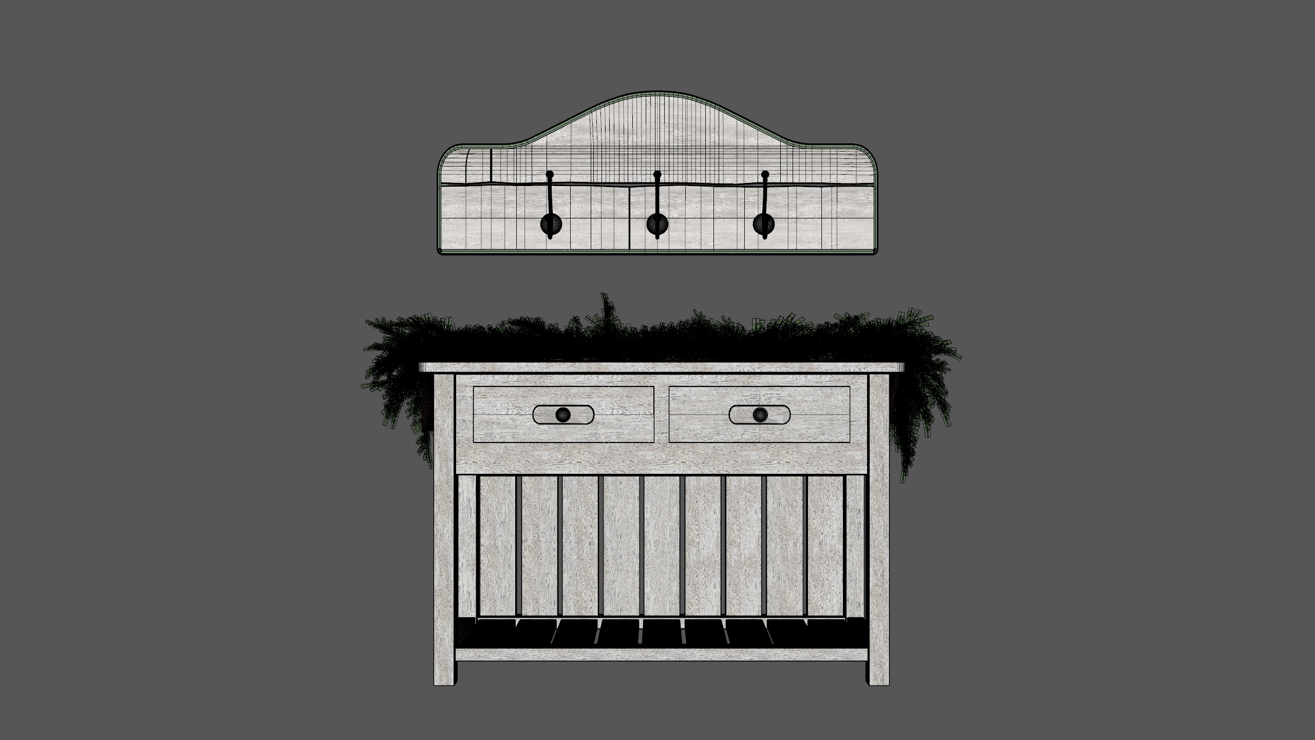 Christmas Board And Console Table Low-poly 3D model_11
