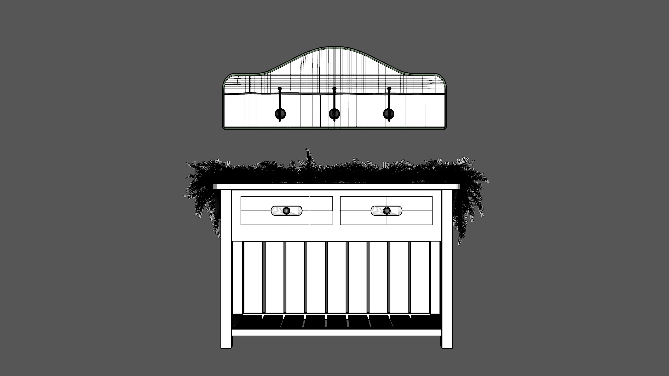 Christmas Board And Console Table Low-poly 3D model_9