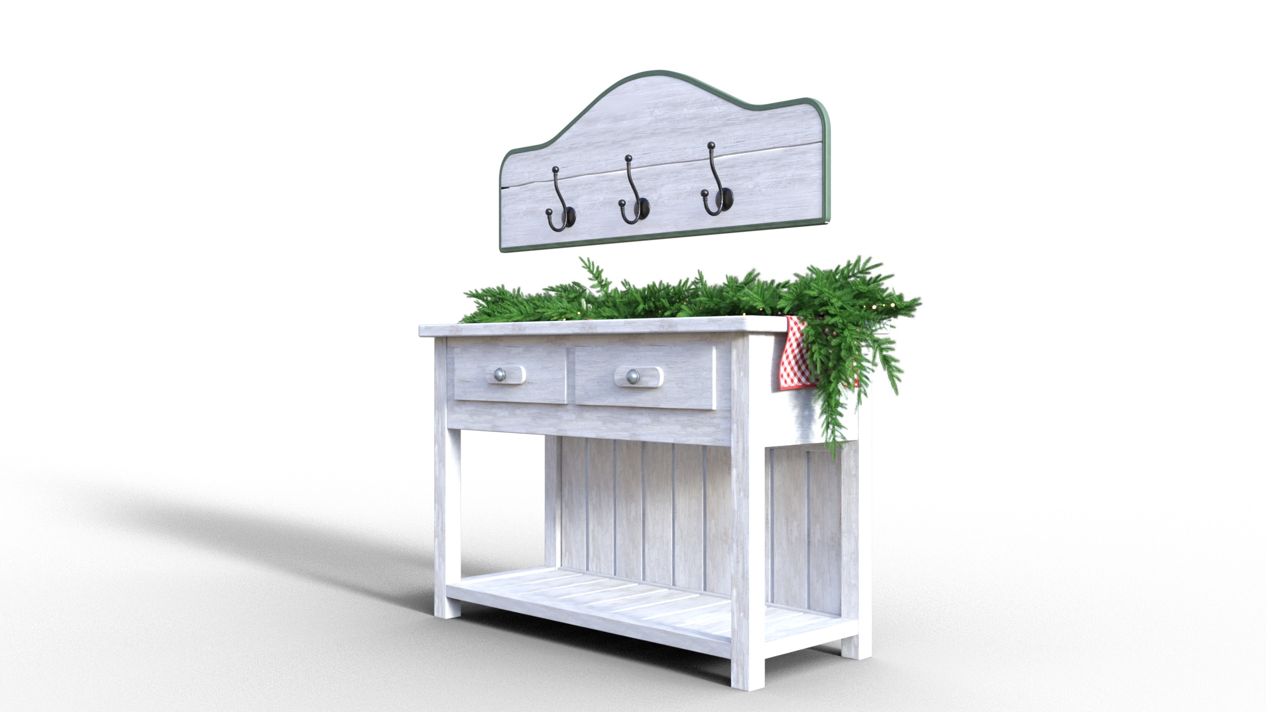 Christmas Board And Console Table Low-poly 3D model_3