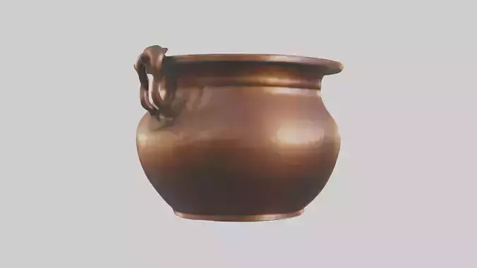 Aged Copper Pot Model Low-poly 3D model