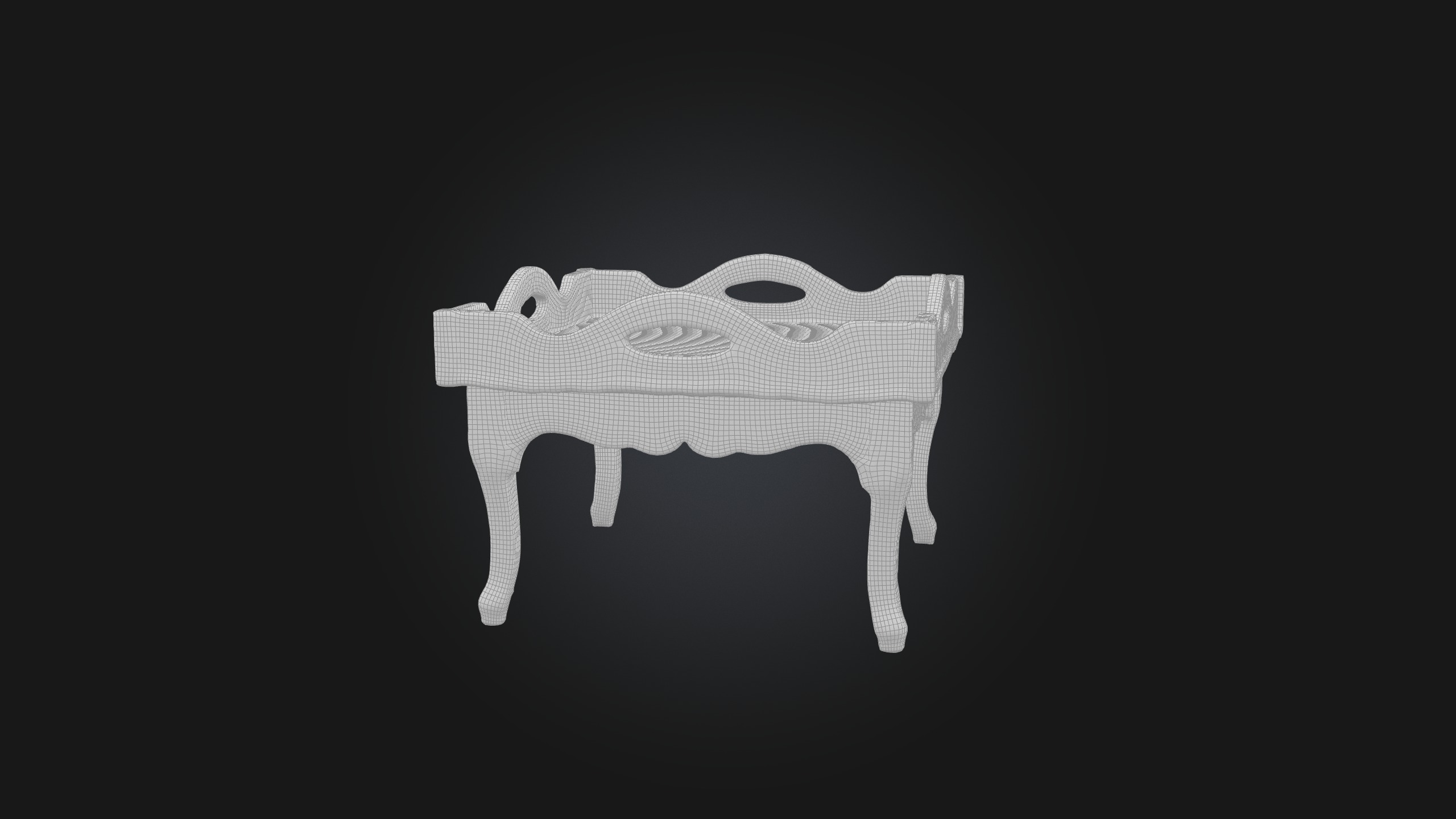 Wooden Tray Table Low-poly 3D model_3