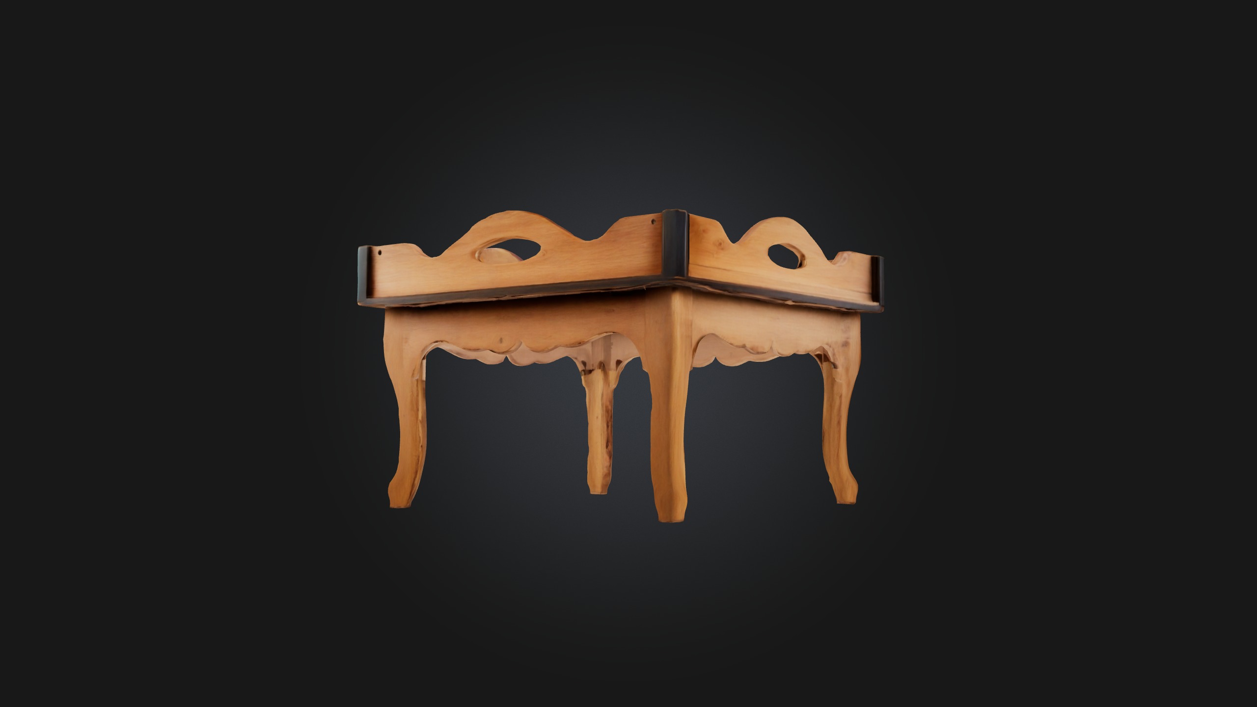 Wooden Tray Table Low-poly 3D model_7