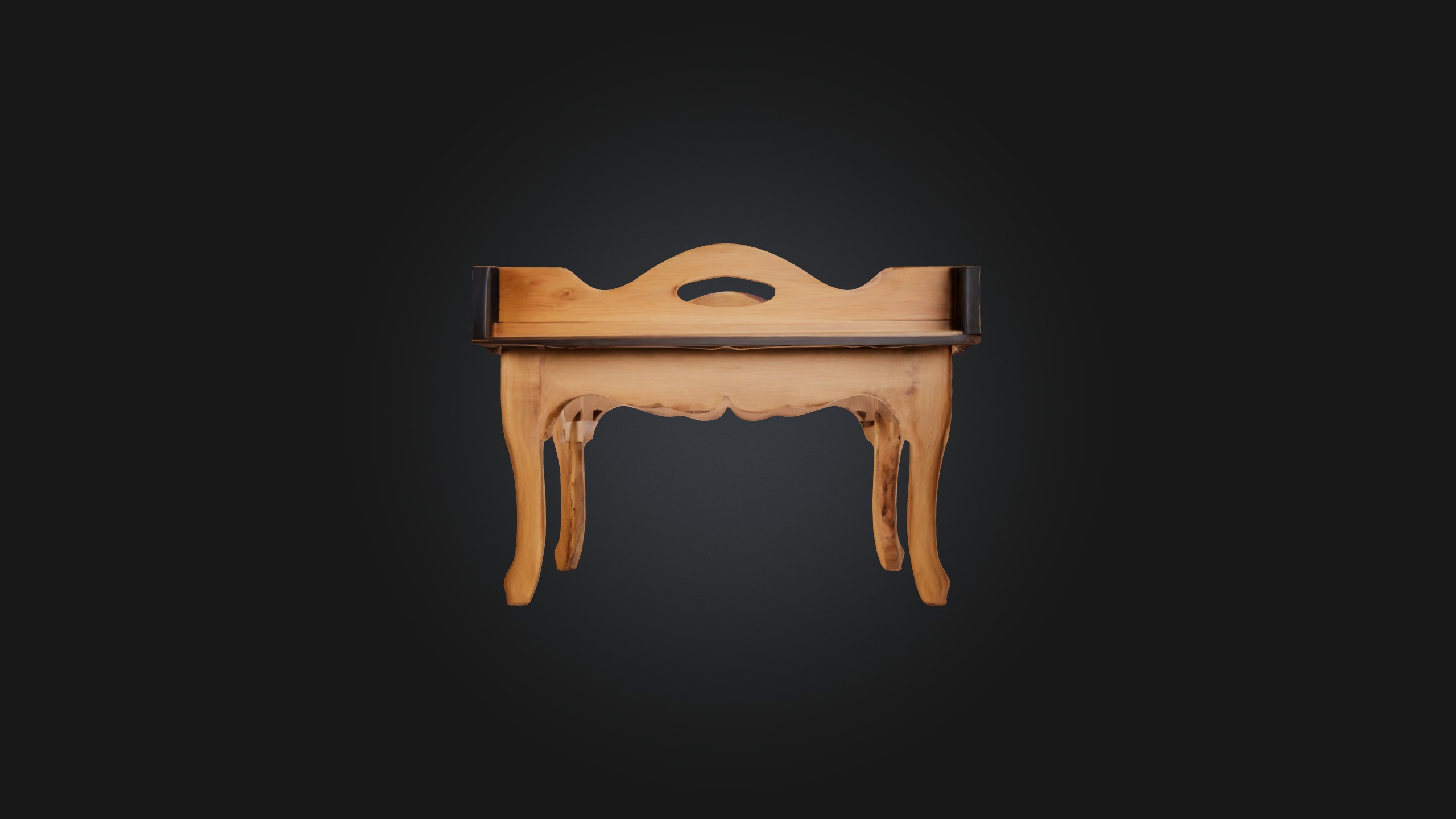Wooden Tray Table Low-poly 3D model_5