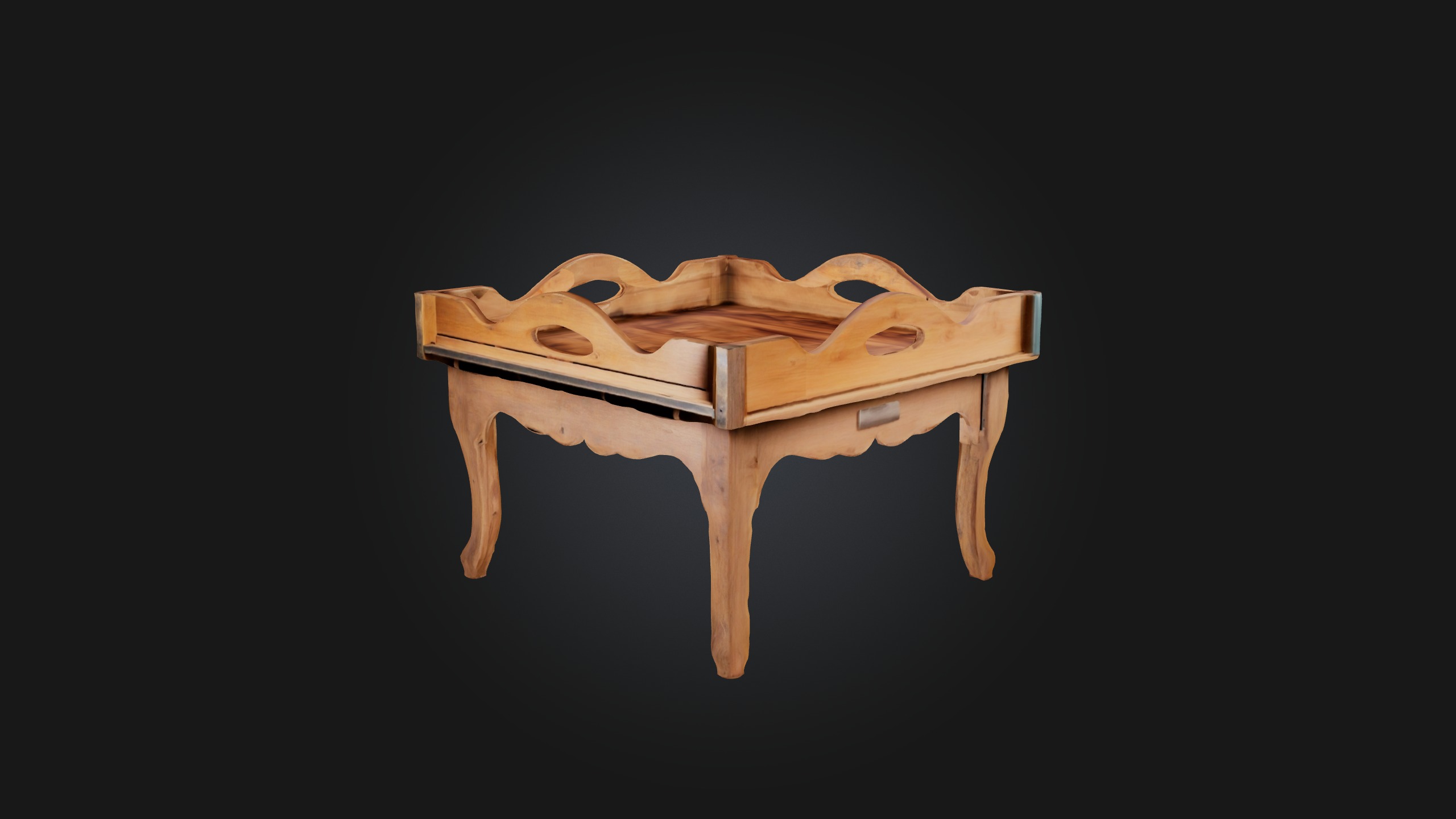 Wooden Tray Table Low-poly 3D model_1