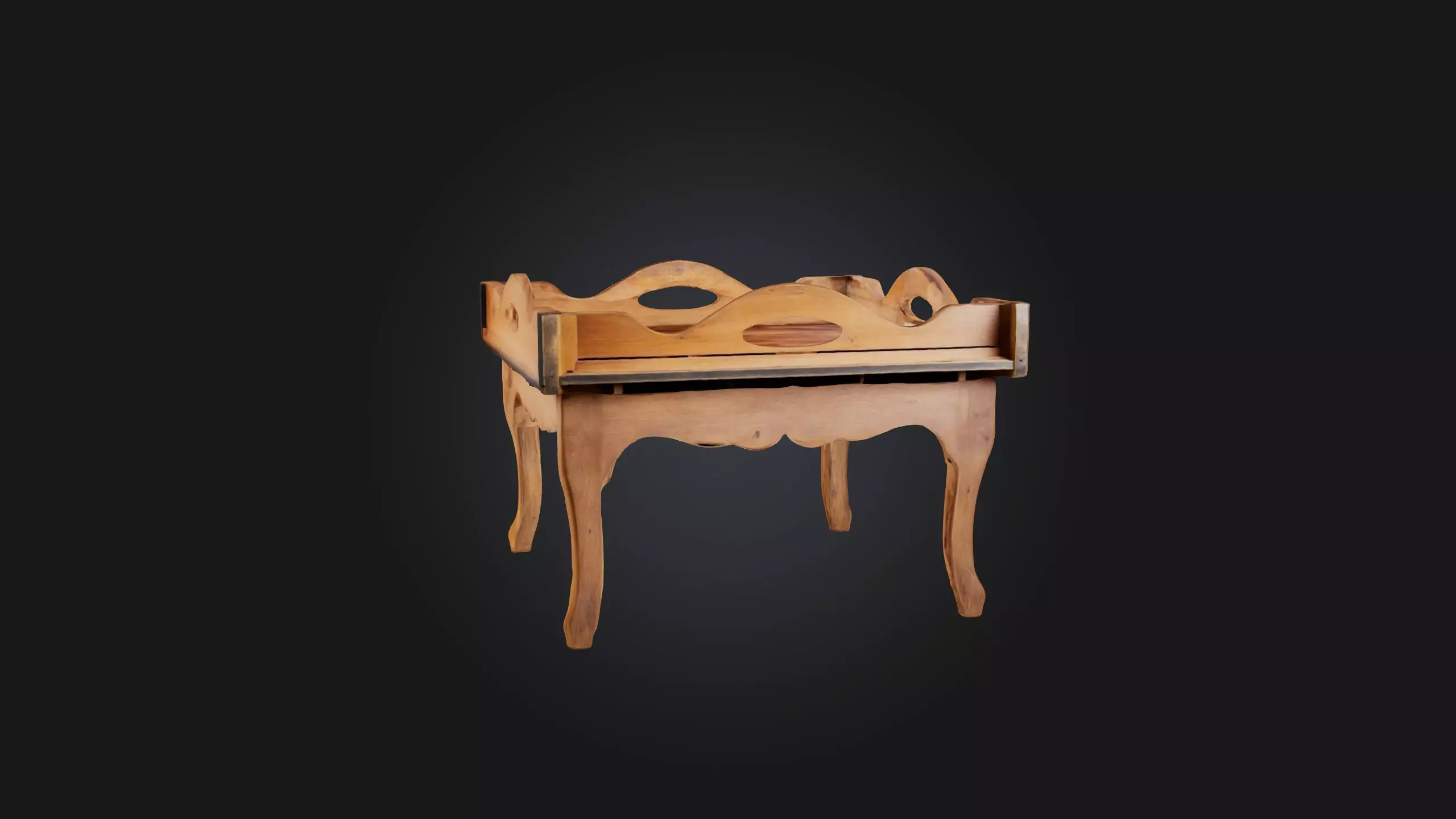 Wooden Tray Table Low-poly 3D model_0