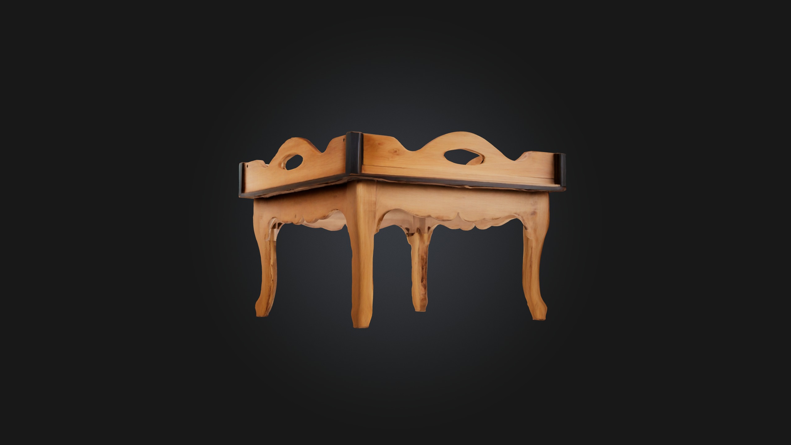 Wooden Tray Table Low-poly 3D model_6
