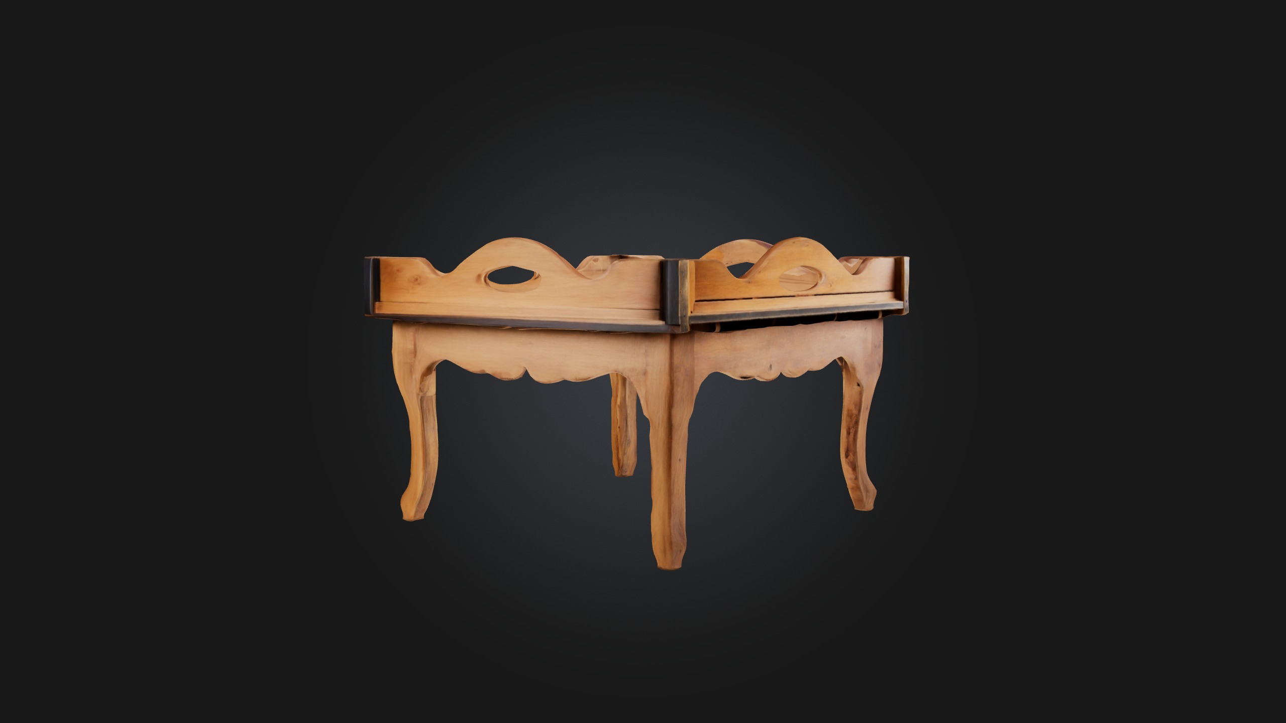 Wooden Tray Table Low-poly 3D model_4