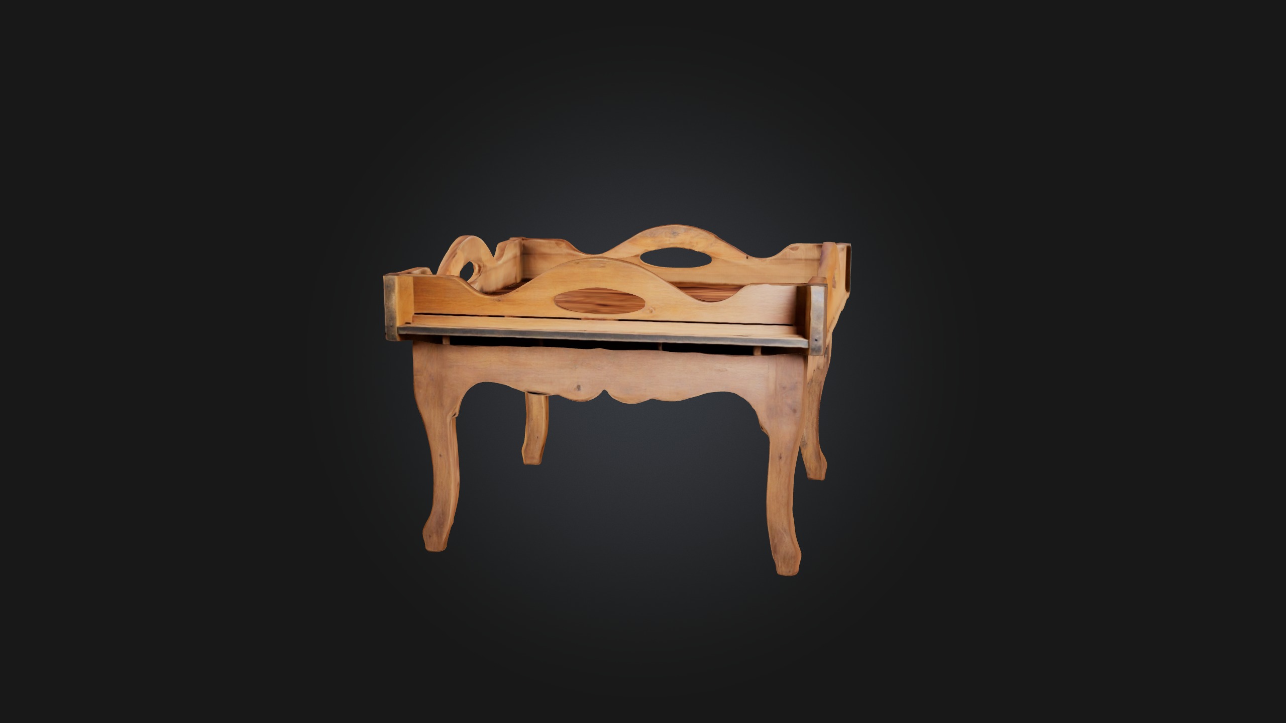 Wooden Tray Table Low-poly 3D model_2