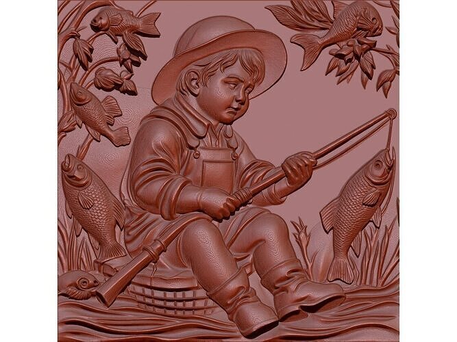 Baby Fish 3D STL File for cnc router carving  Free 3D print model
