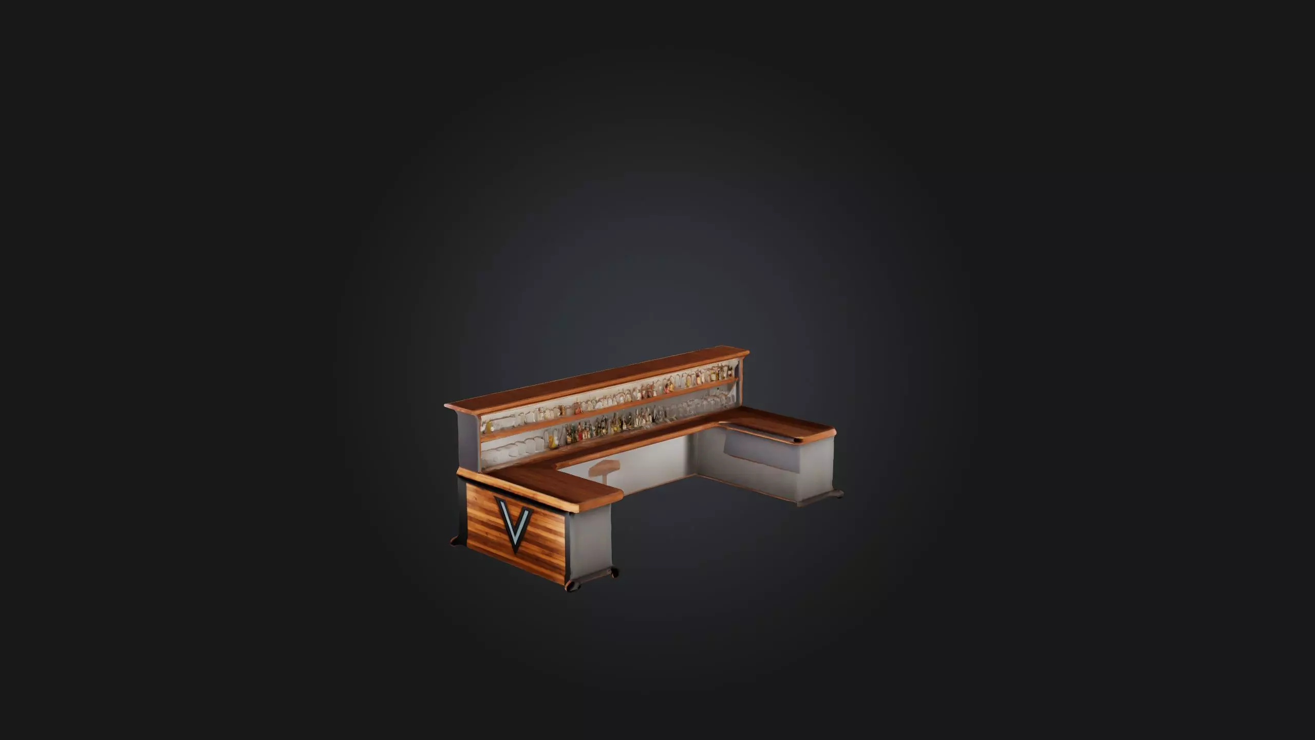 V-Shaped Bar Low-poly 3D model_0