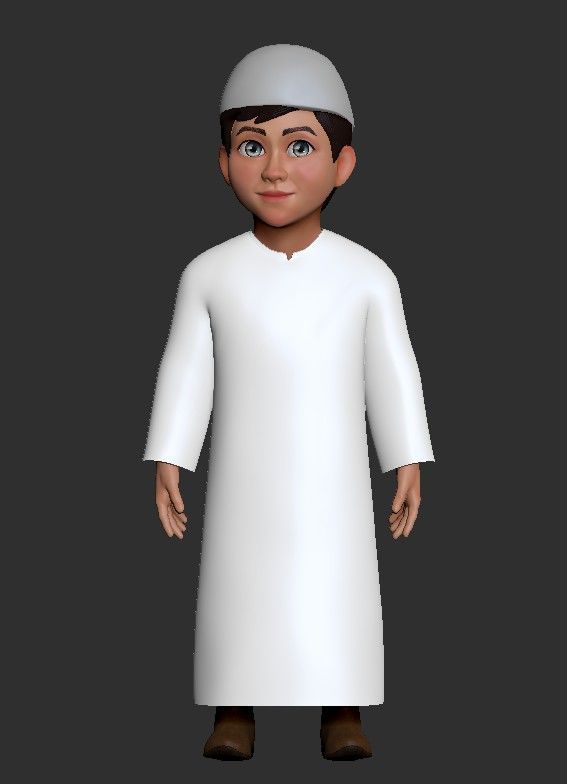 Cartoon ArabFamily Character Pack  Low-poly 3D model_10