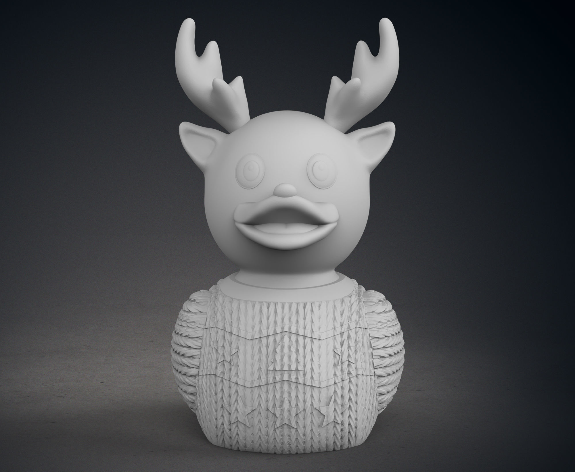 Cute Raindeer Rubber Duck With Christmas Themed Sweater 3D print model_2