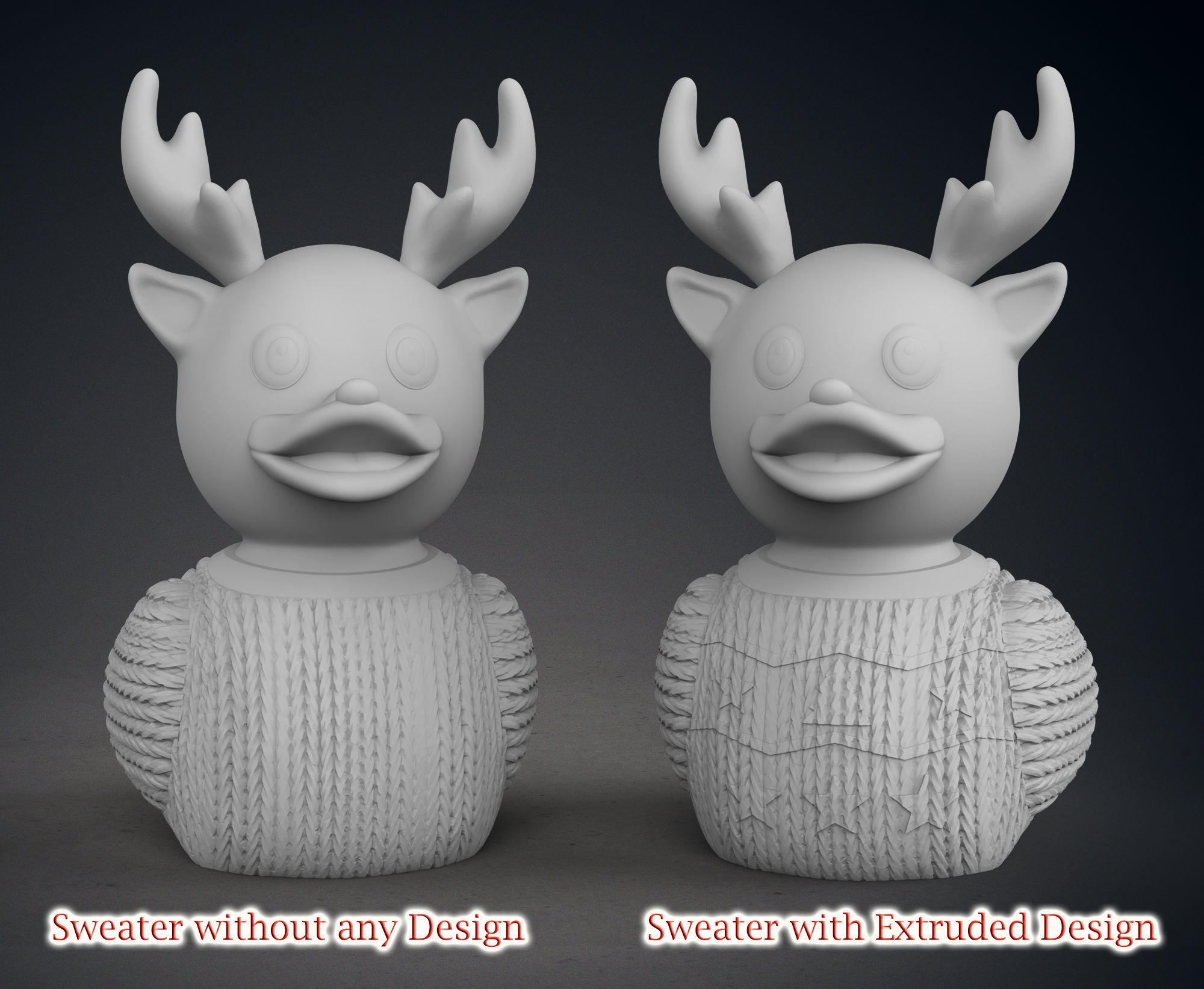 Cute Raindeer Rubber Duck With Christmas Themed Sweater 3D print model_11
