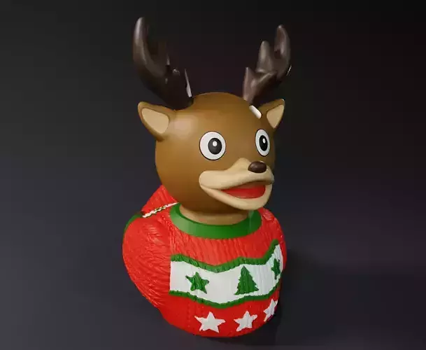Cute Raindeer Rubber Duck With Christmas Themed Sweater 3D print model Cute Raindeer Rubber Duck With Christmas Themed Sweater 3D print model