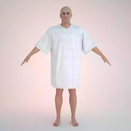 Middle Aged Male Patient Wearing Hospital Gown 3D model