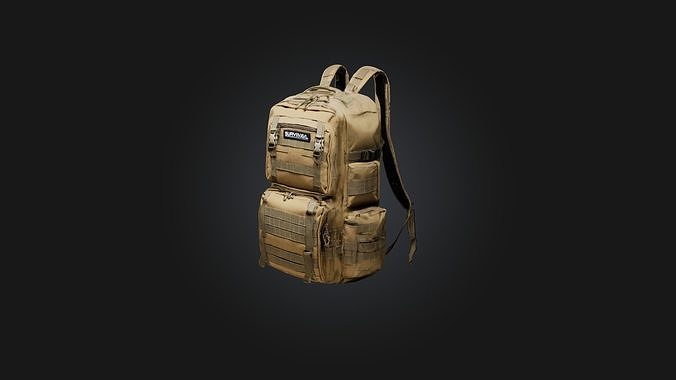 Survival Backpack Low-poly 3D model