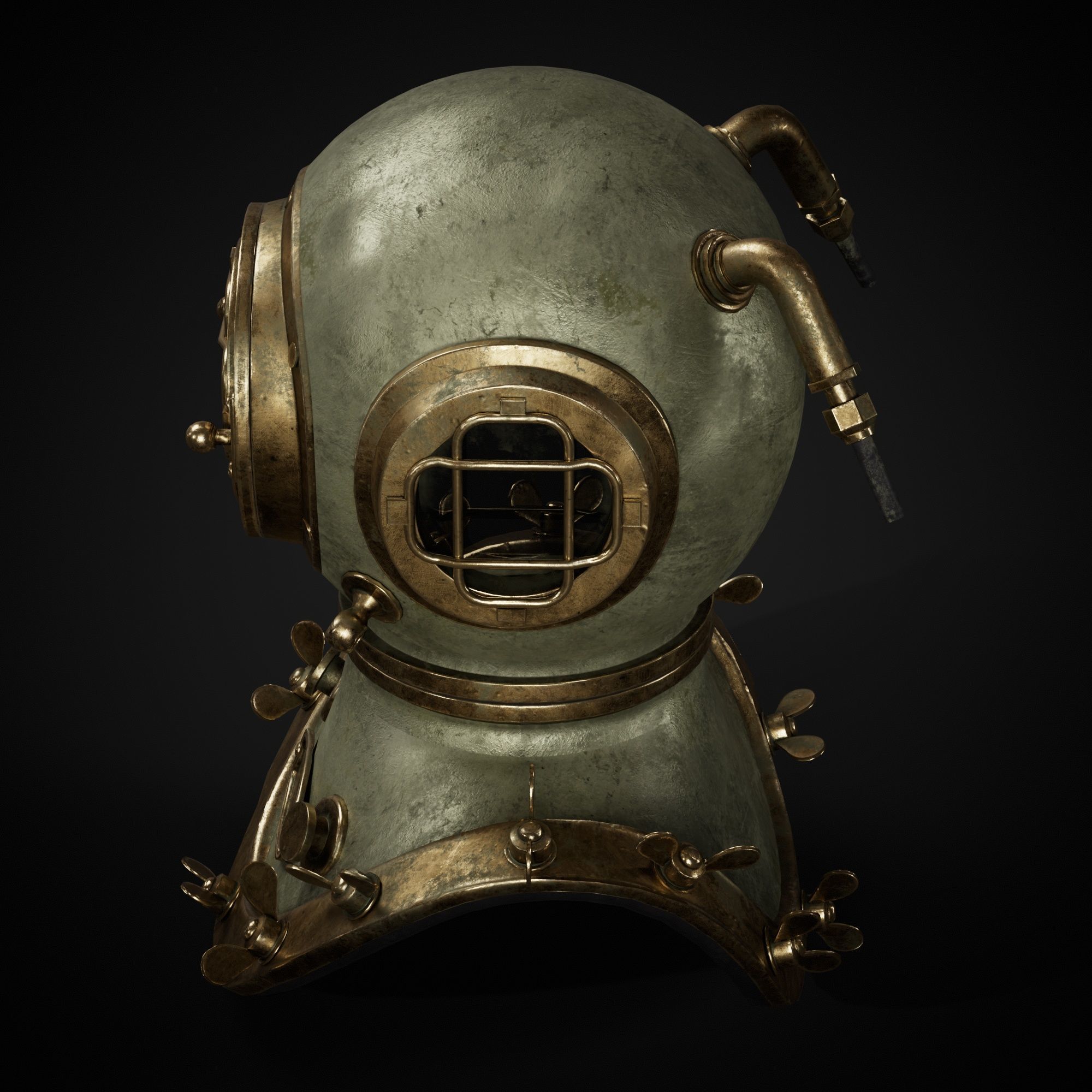 Diver Helmet Low-poly 3D model_6